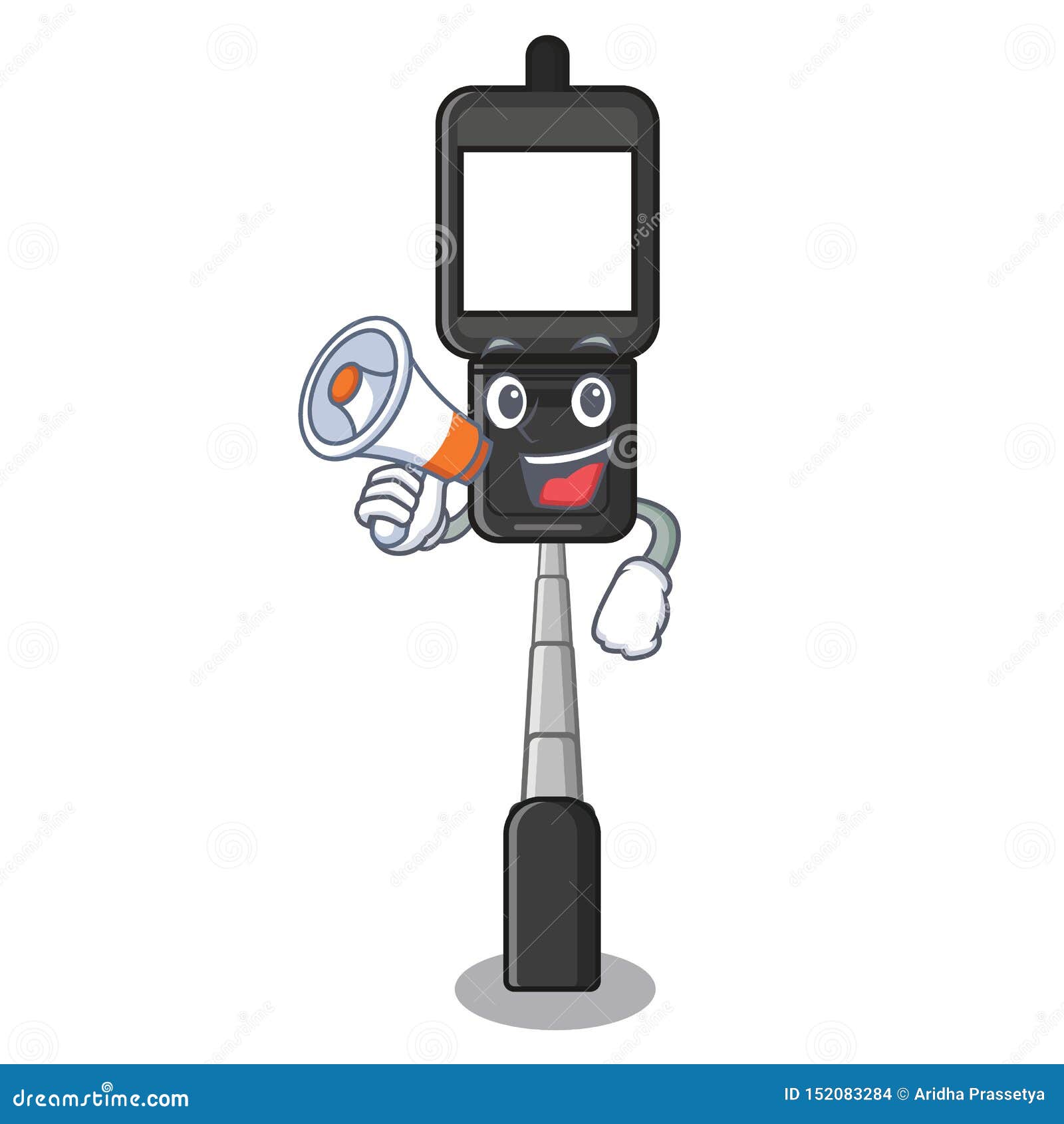 With Megaphone Cell Phone Holder in Cartoon Shape Stock Vector