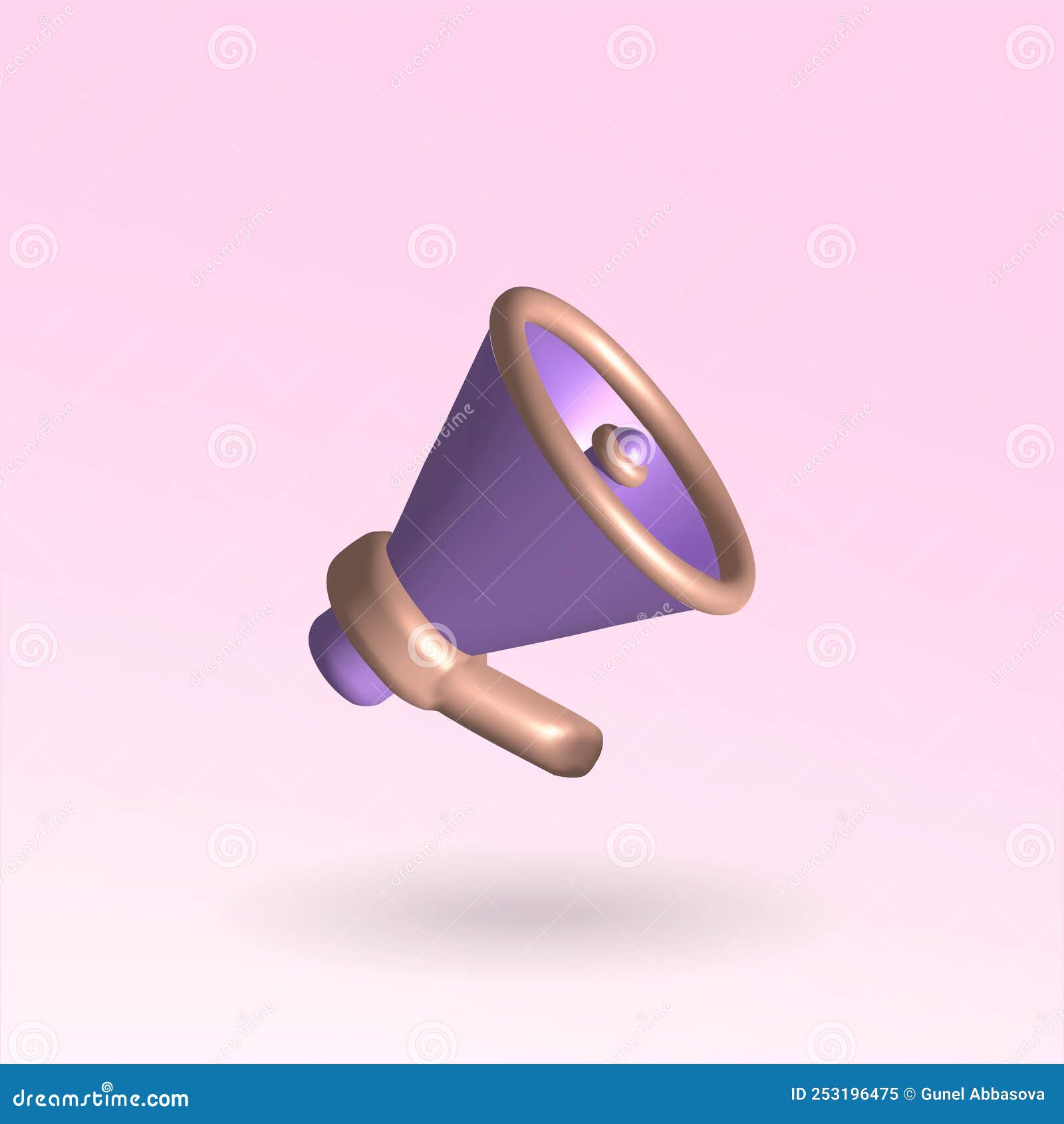 Megaphone 3d Icon. Pink Megaphone 3d Illustration Stock Illustration
