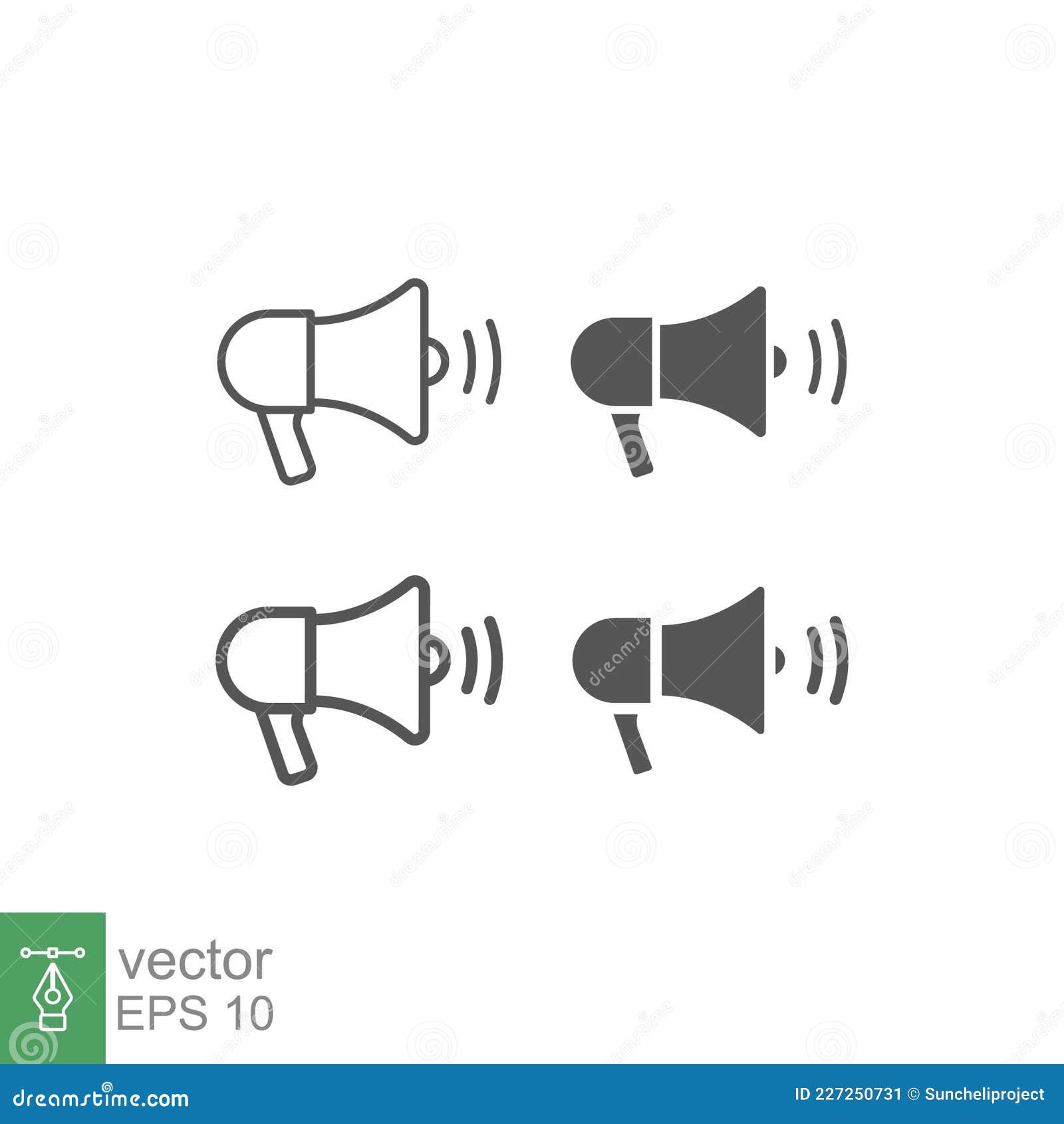 megaphone icon, speaker. line and solid style. loudspeaker audio speaker volume