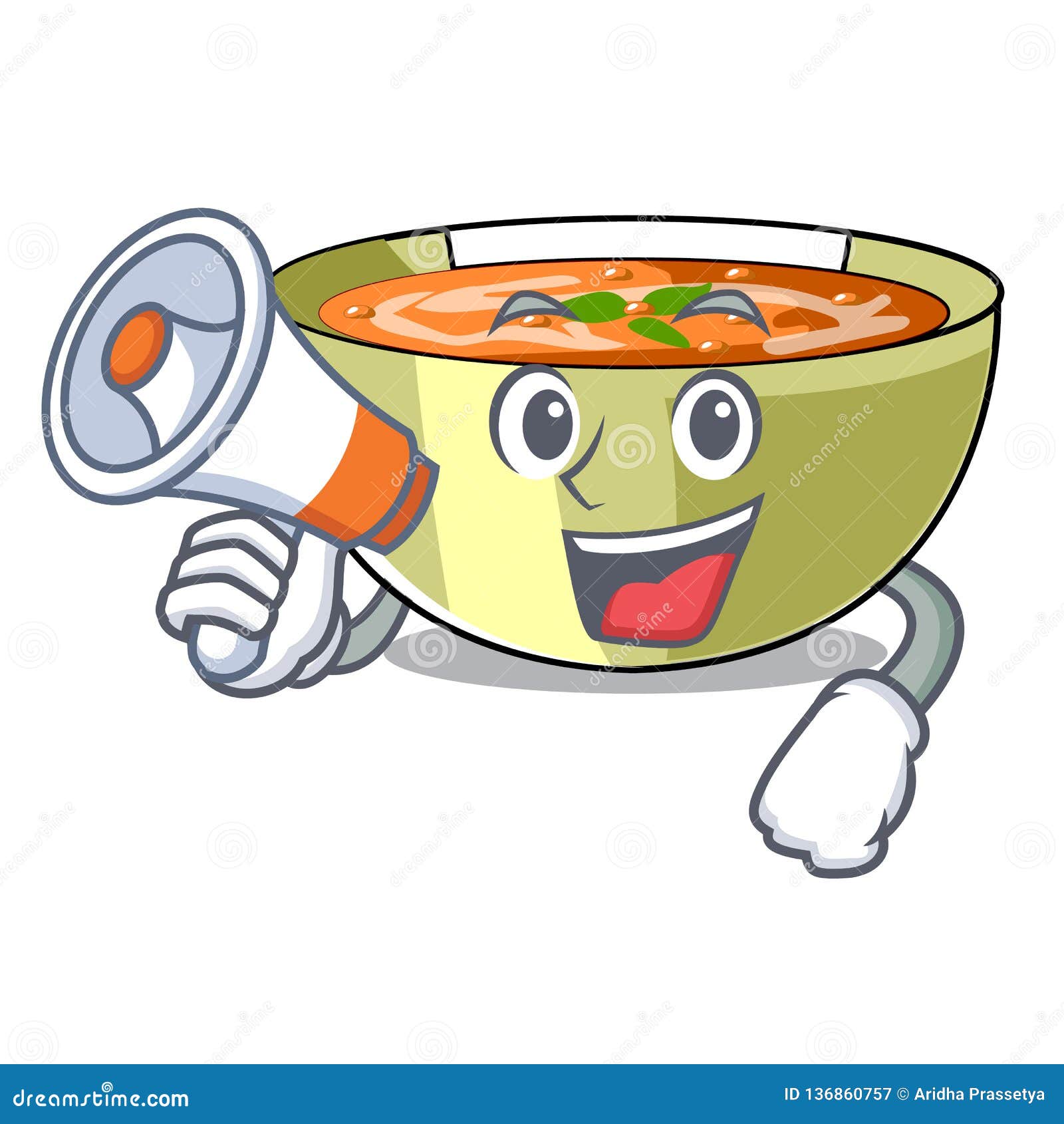 With Megaphone Lentil Soup in a Mascot Bowl Stock Vector Illustration of diet, canteen 136860757