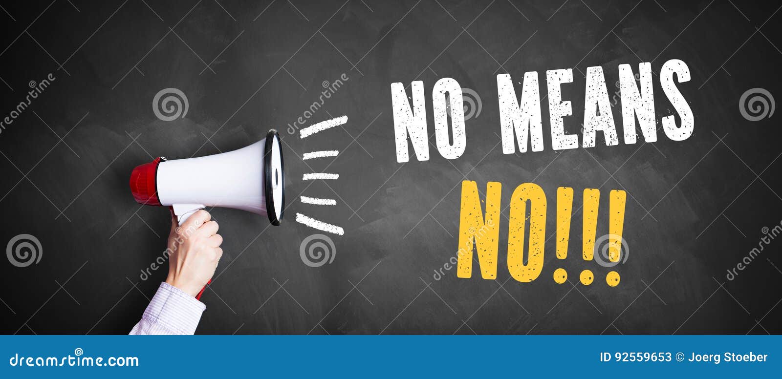 Megaphone with `No Means No!!!` Stock Illustration Illustration of