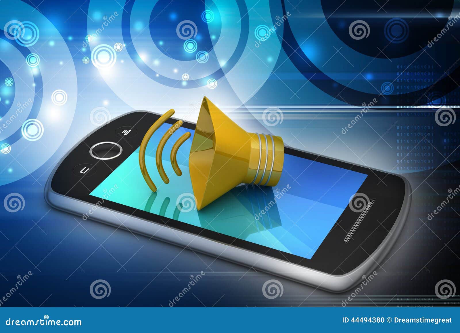 Megaphone with smart phone stock illustration. Illustration of screen 44494380
