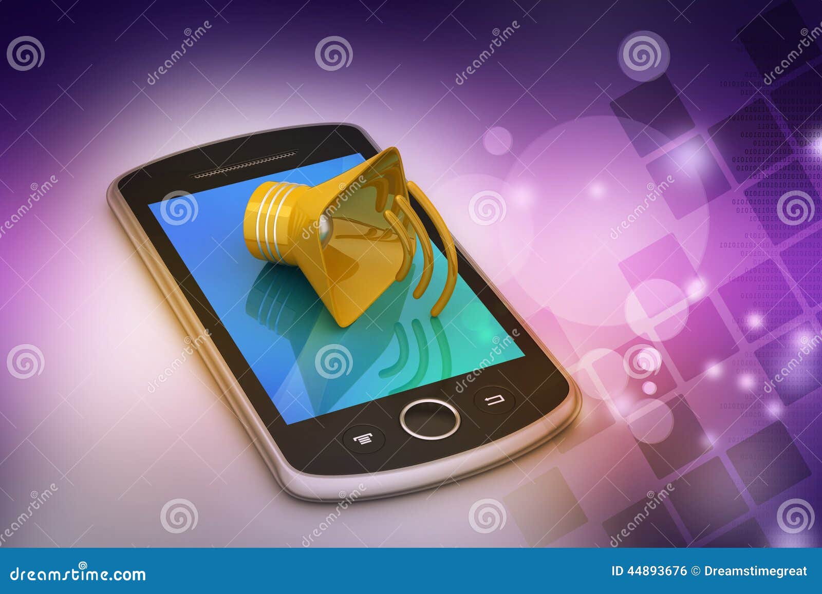 Megaphone with smart phone stock illustration. Illustration of mobile