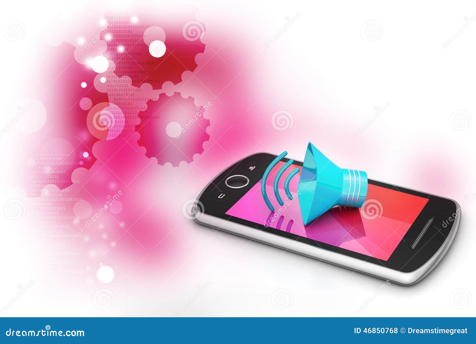 Megaphone with smart phone stock illustration. Illustration of mobile
