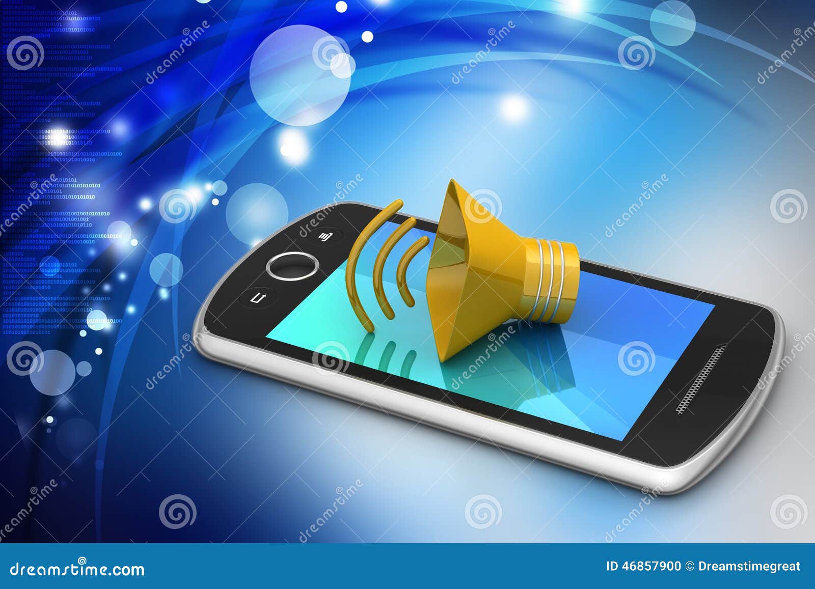 Megaphone with smart phone stock illustration. Illustration of perspective 46857900