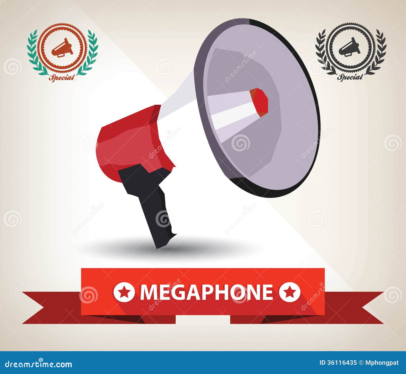 Megaphone symbol,Vector stock illustration. Illustration of object