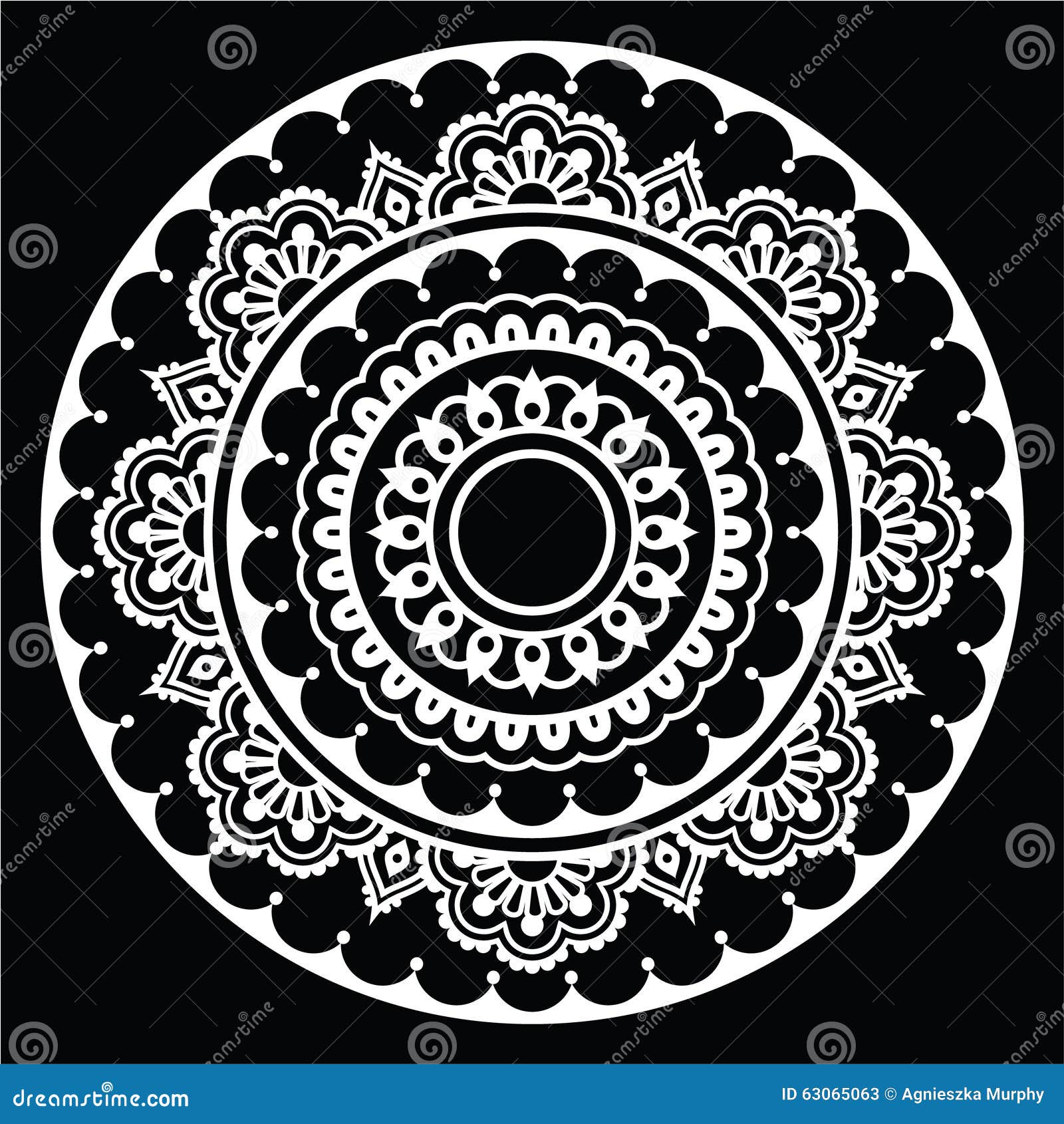Mehndi Indian Henna  Floral Tattoo White Round Pattern On 
