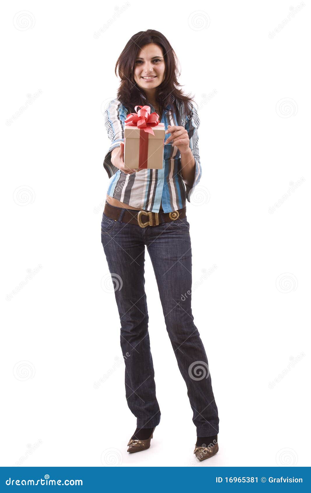 Meisje Dat Een Gift Houdt Stock Afbeelding. Afbeelding Bestaande Uit Mensen - 16965381