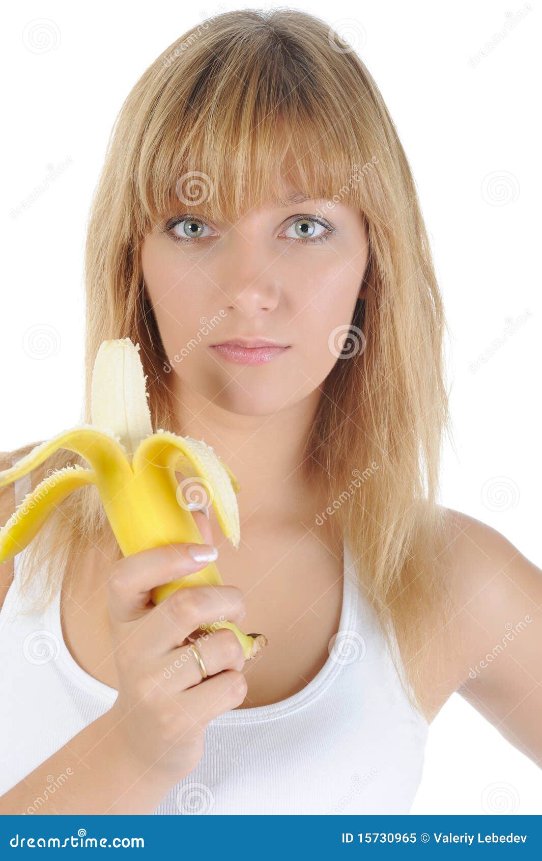 Meisje Met Een Banaan Stock Afbeelding Image Of Leven 15730965