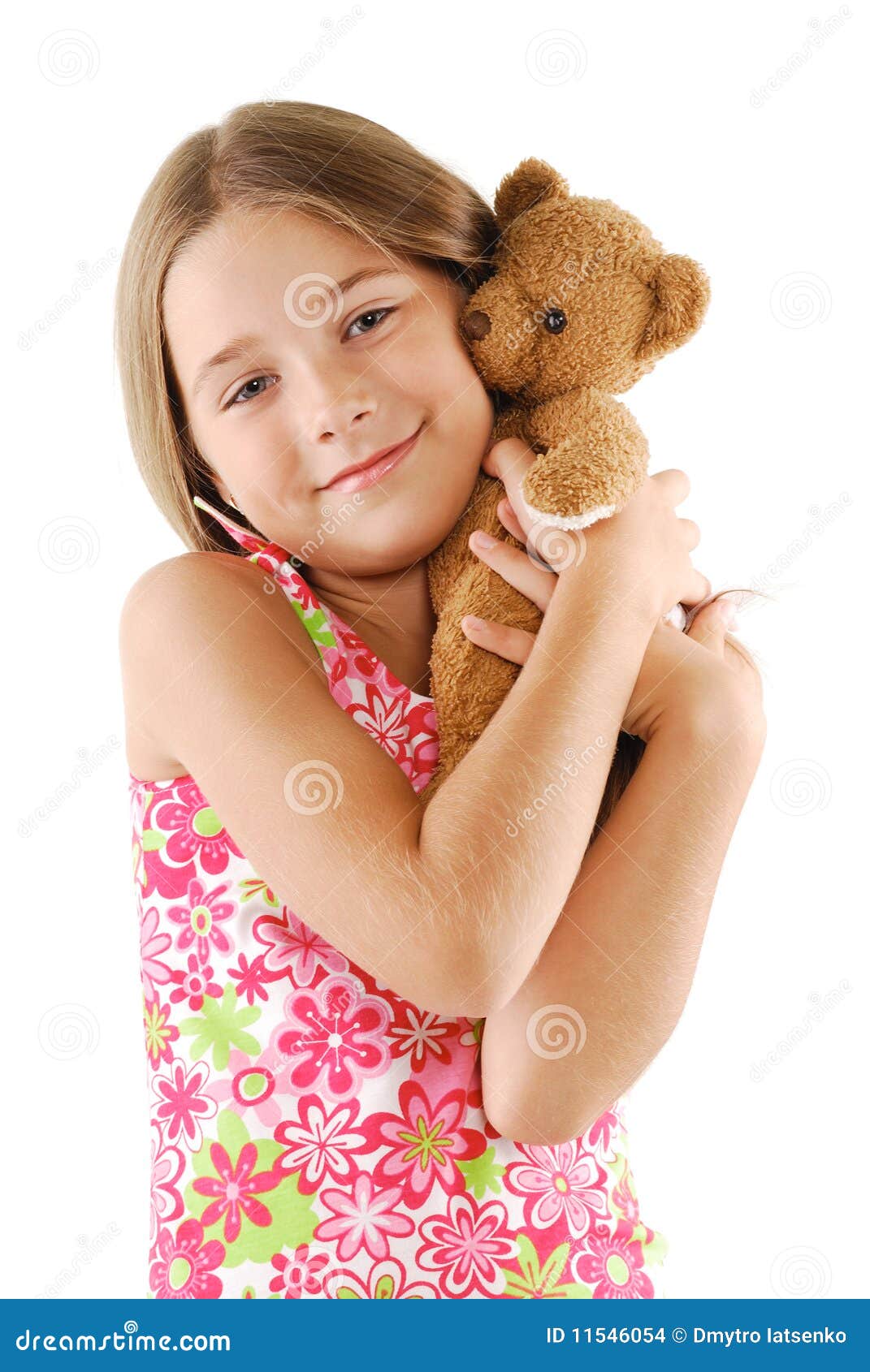 Meisje Met Teddybeer Op Wit Stock Foto - Image of toga, geïsoleerd ...