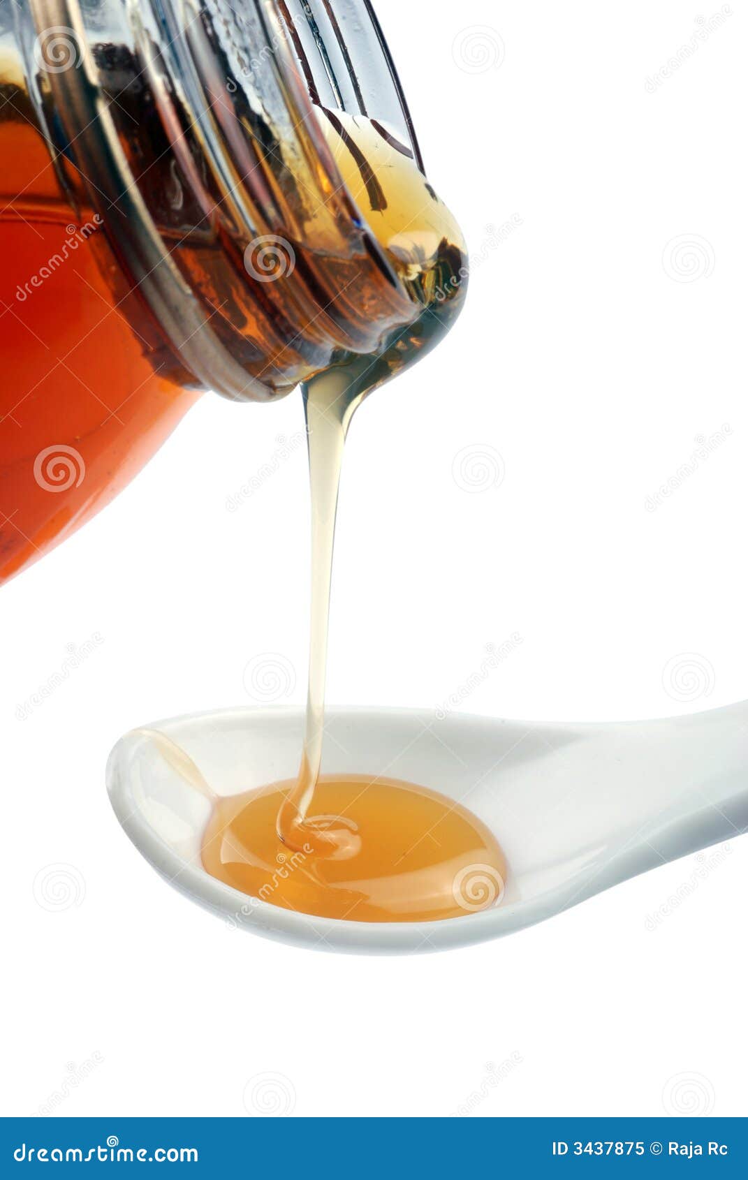 Frasco do mel no fundo branco (com trajeto de grampeamento)