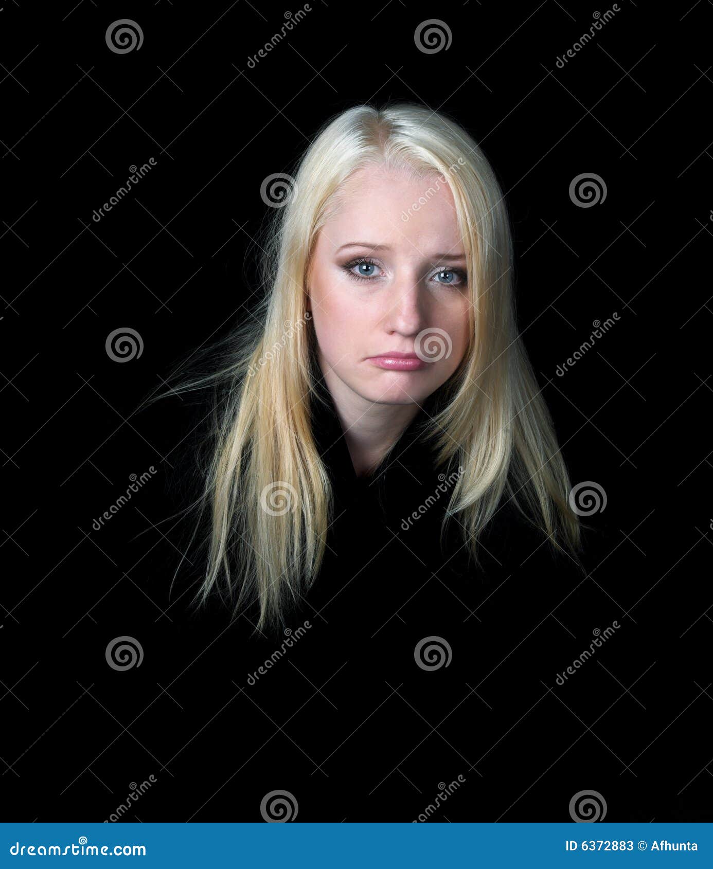 The Melancholy Girl on a Black Background. Stock Image Image of loss