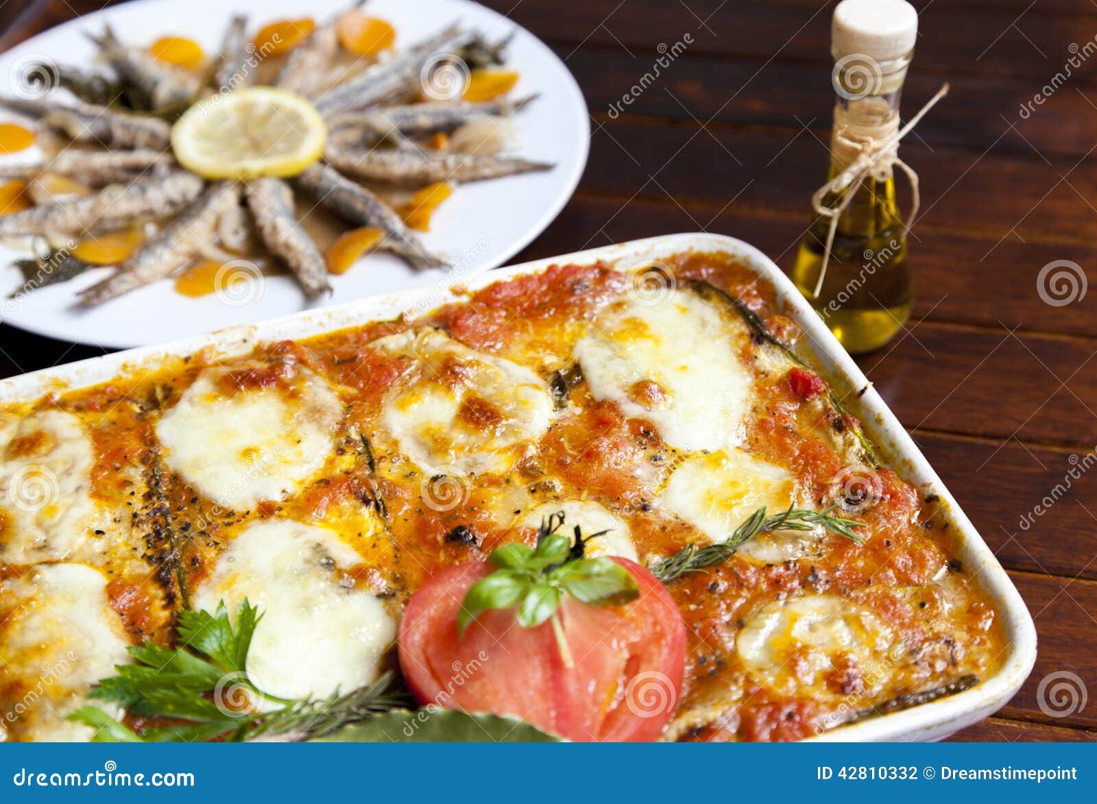 melanzane alla parmigiana and marinated sardines