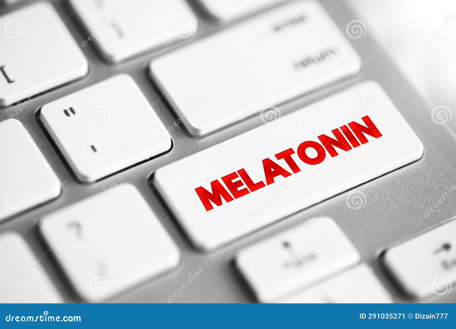 melatonin is a hormone that your brain produces in response to darkness, text concept button on keyboard