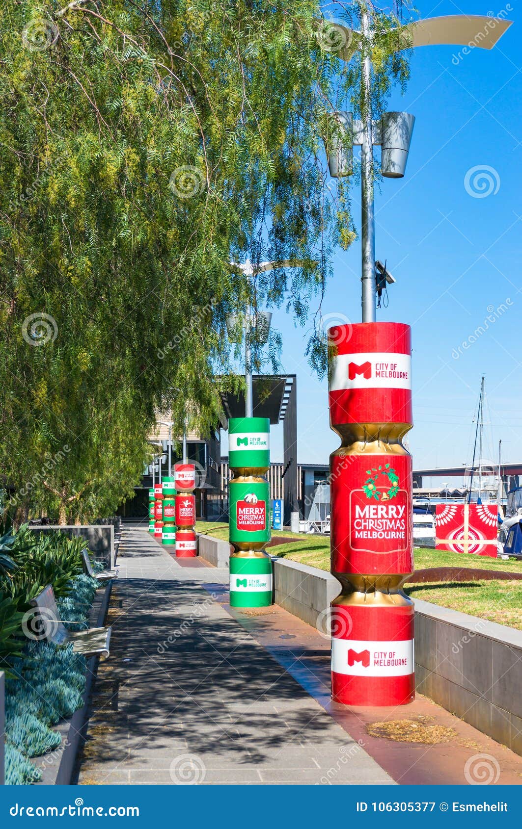 Christmas Decoration Along The Water Promenade In ...