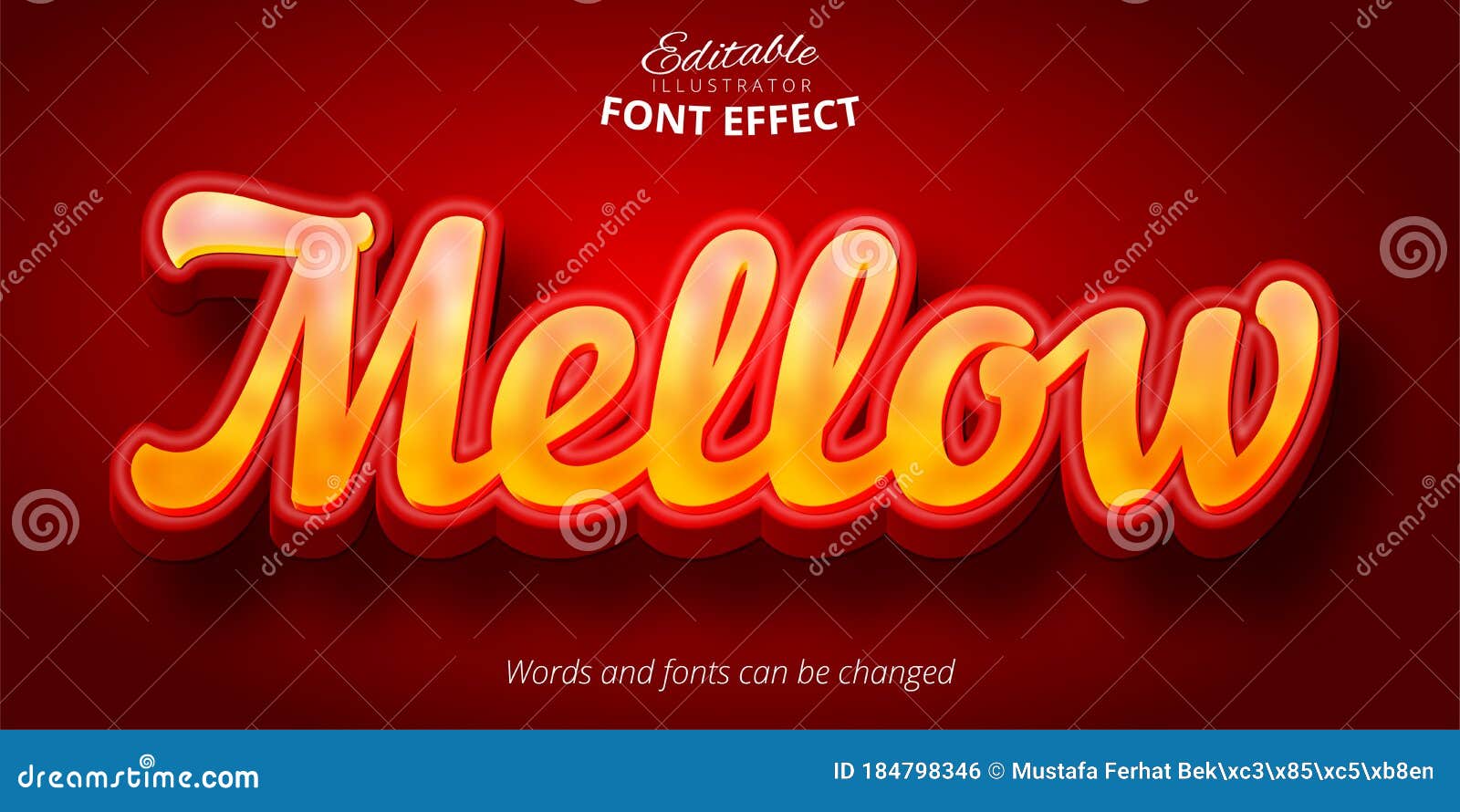 mellow text, 3d editable font effect