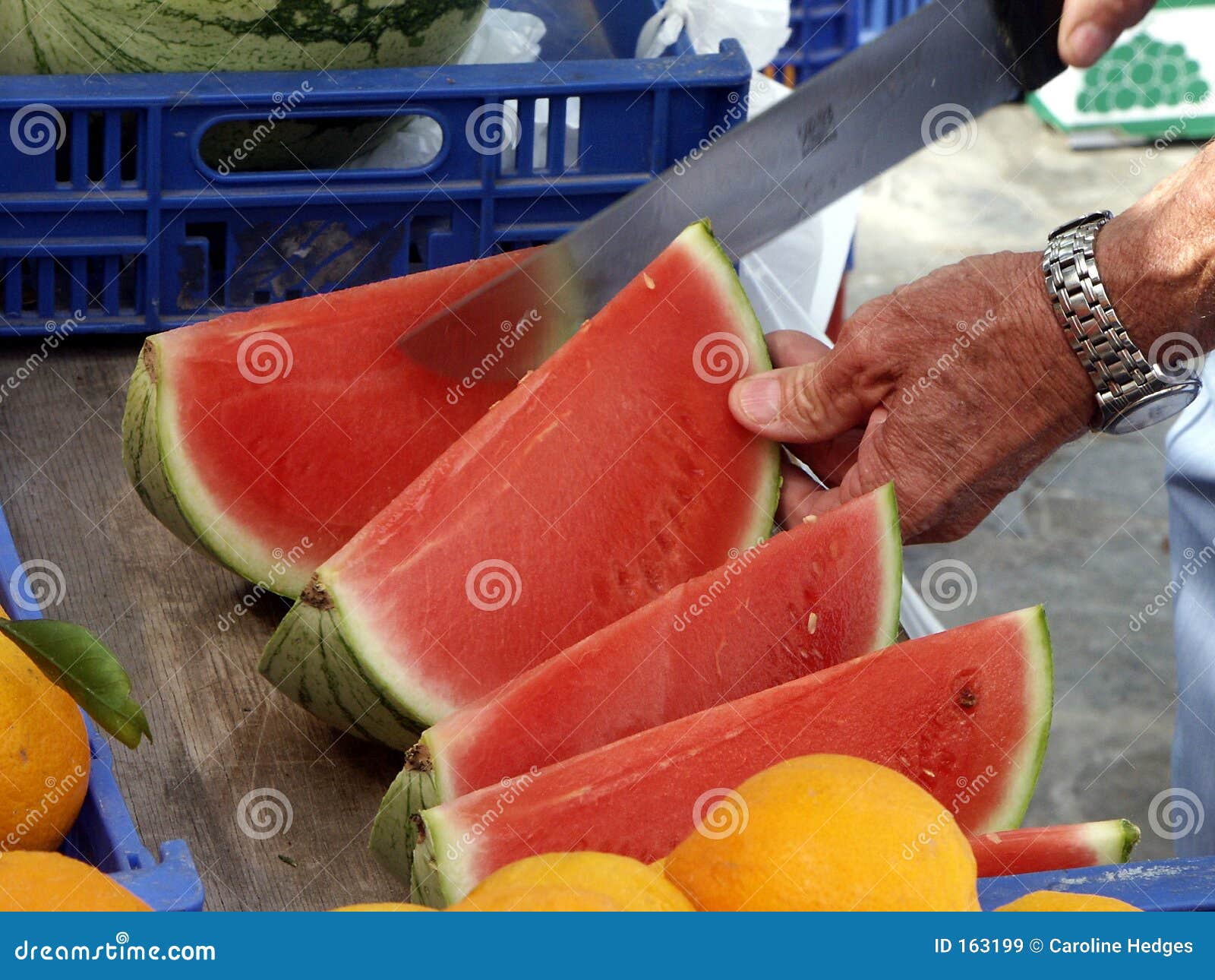 Melon stock image. Image of knife, delicicous, market, seller 163199