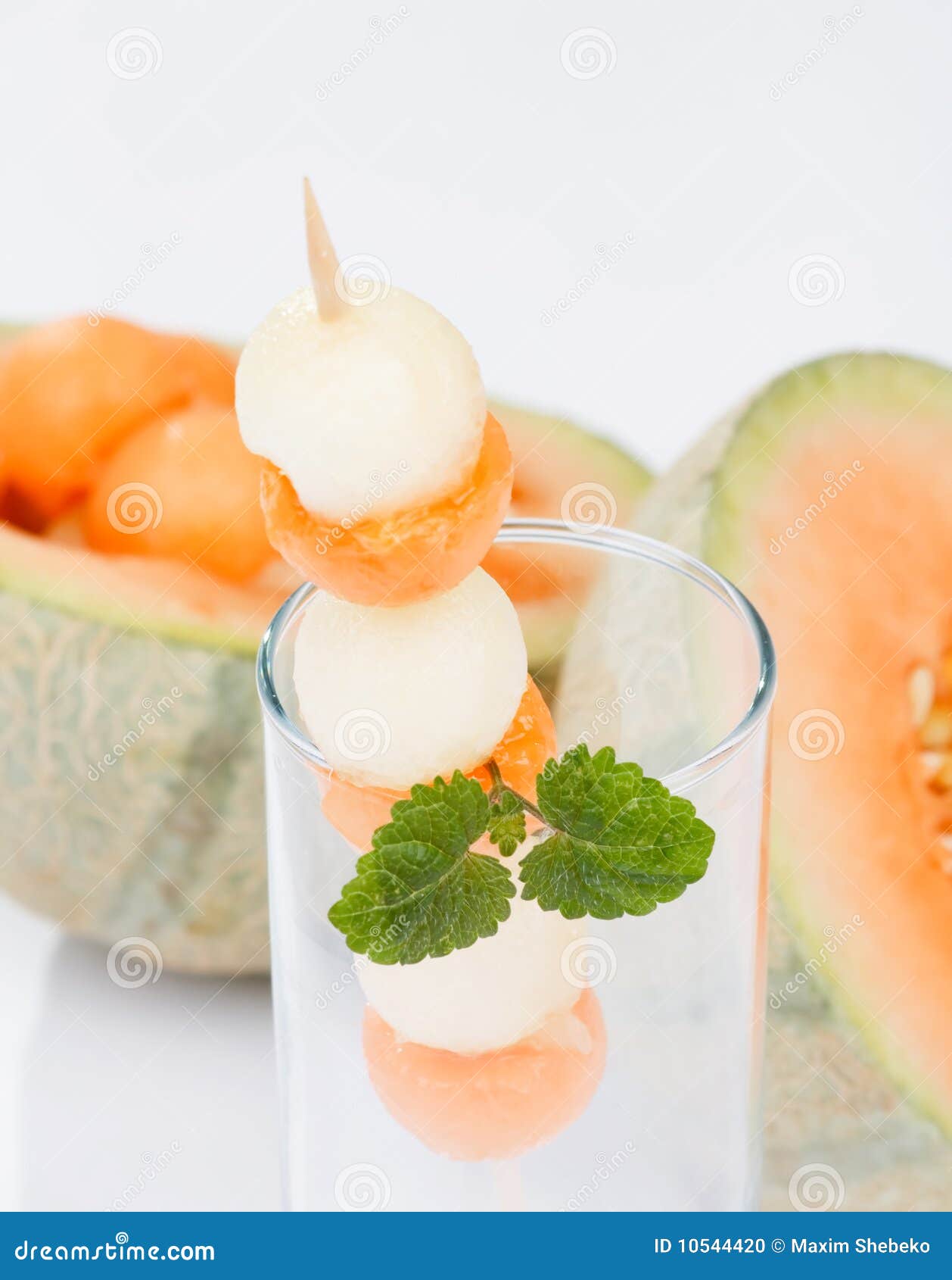 Melon balls with mint stock photo. Image of melon, nutritious 10544420