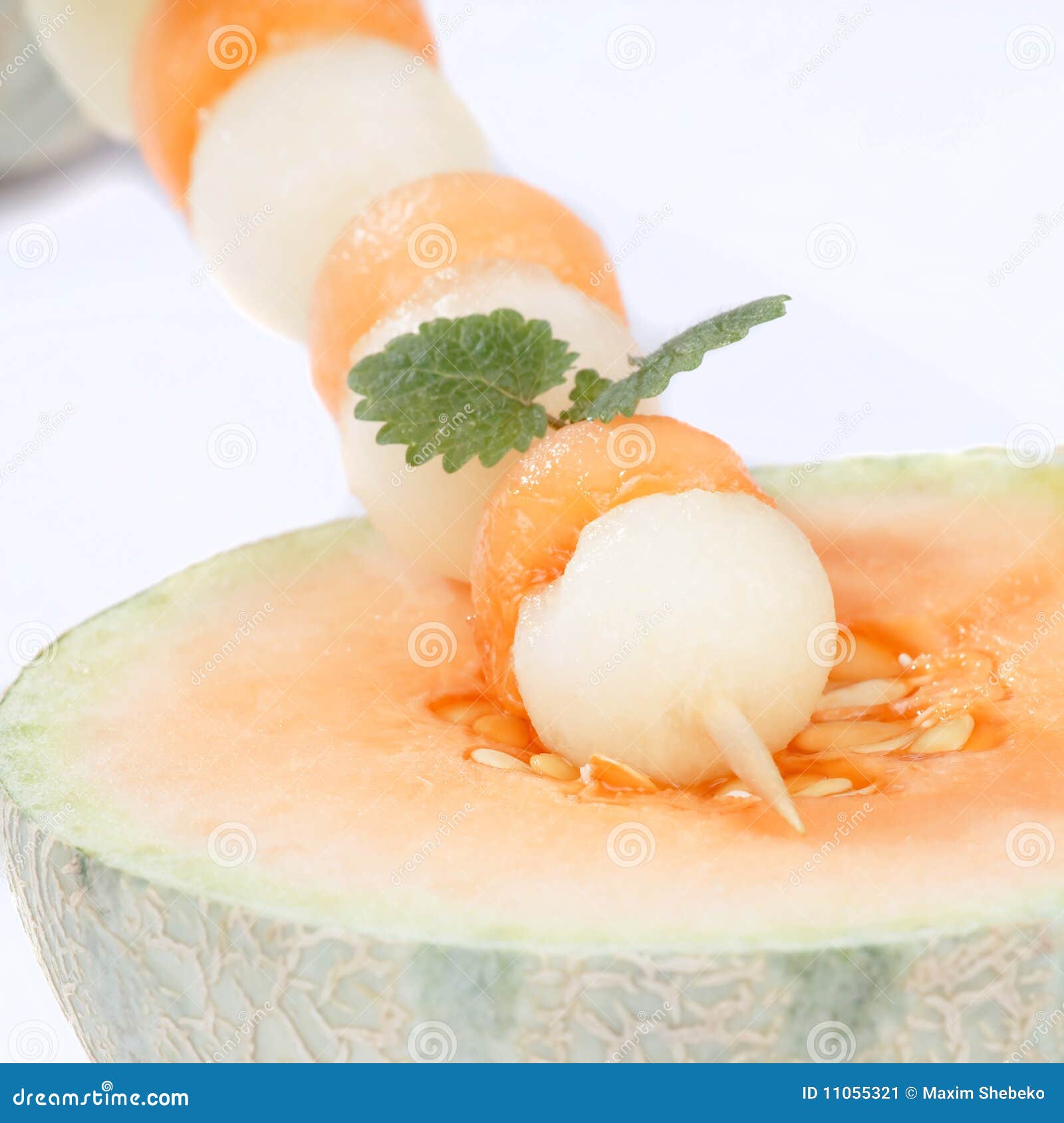 Melon balls with mint stock image. Image of berry, diet 11055321