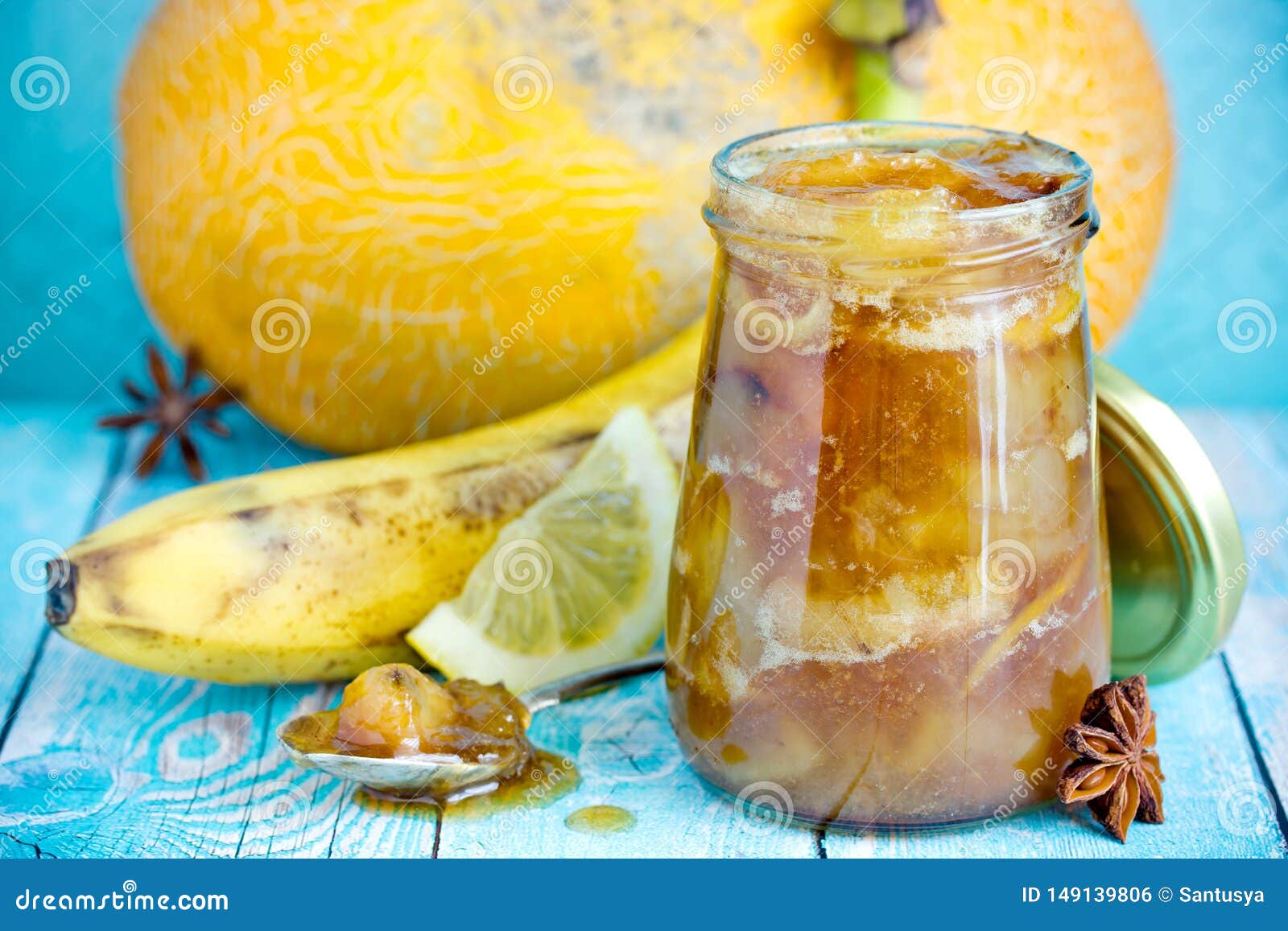 Melon Banana Jam with Lemon Stock Photo Image of gelatin, boiled