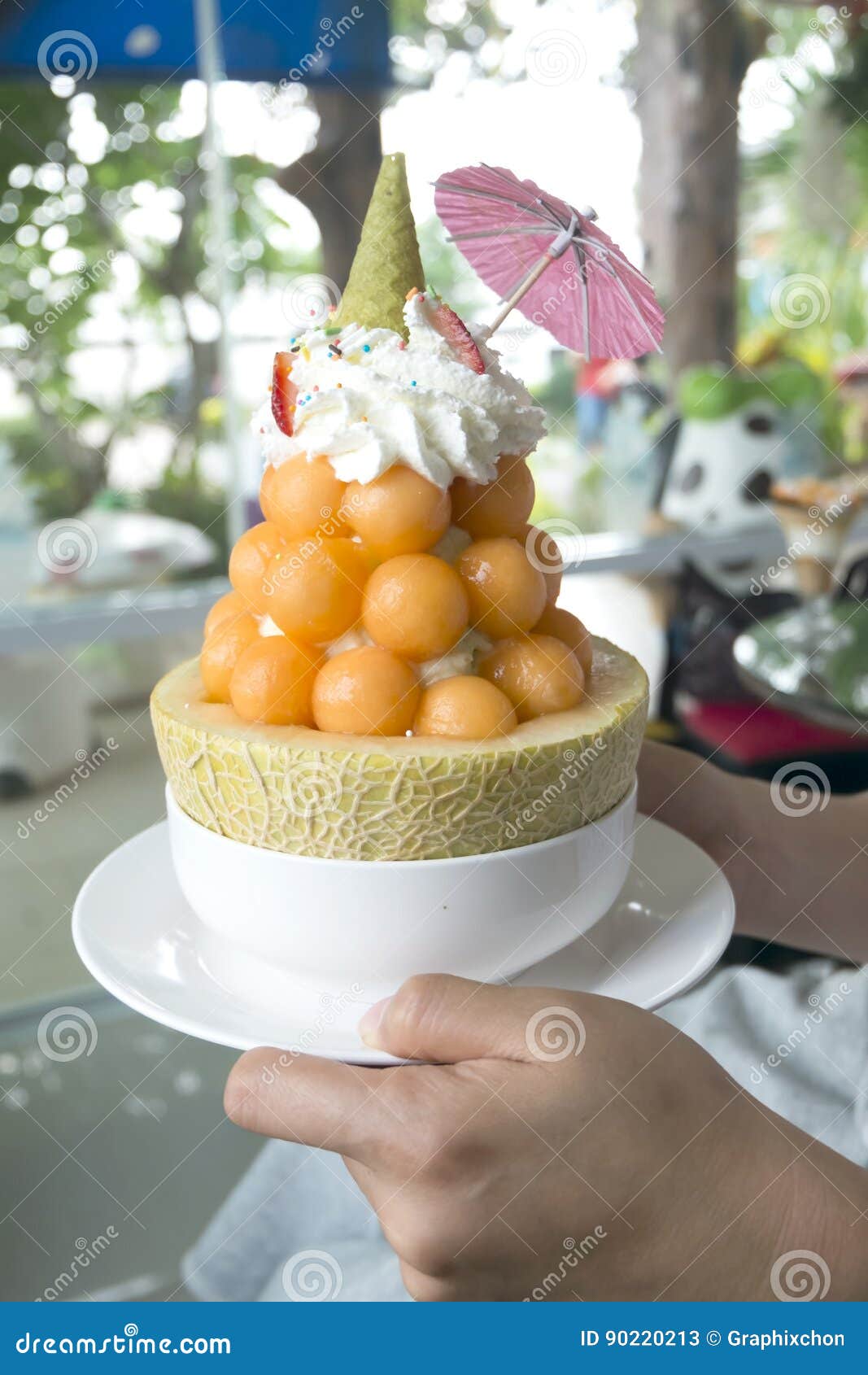 Melon bingsu stock image. Image of icecream, cooling 90220213