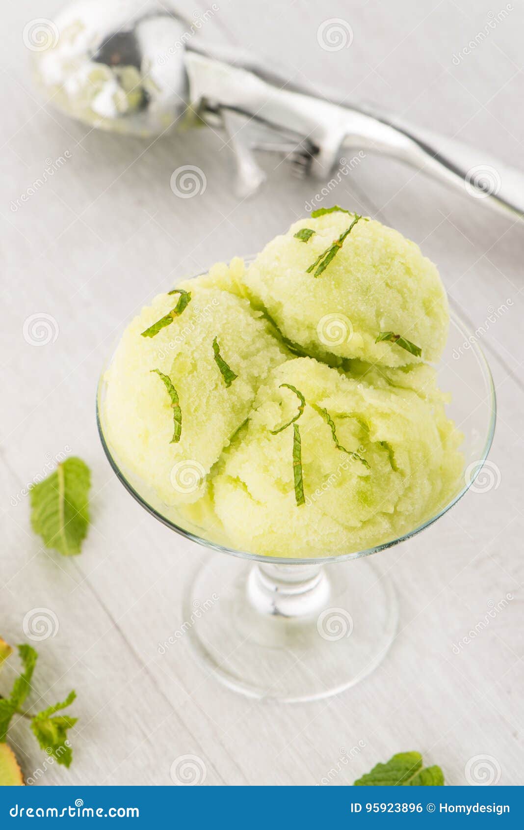 Melon flavored icecream stock photo. Image of scoop 95923896