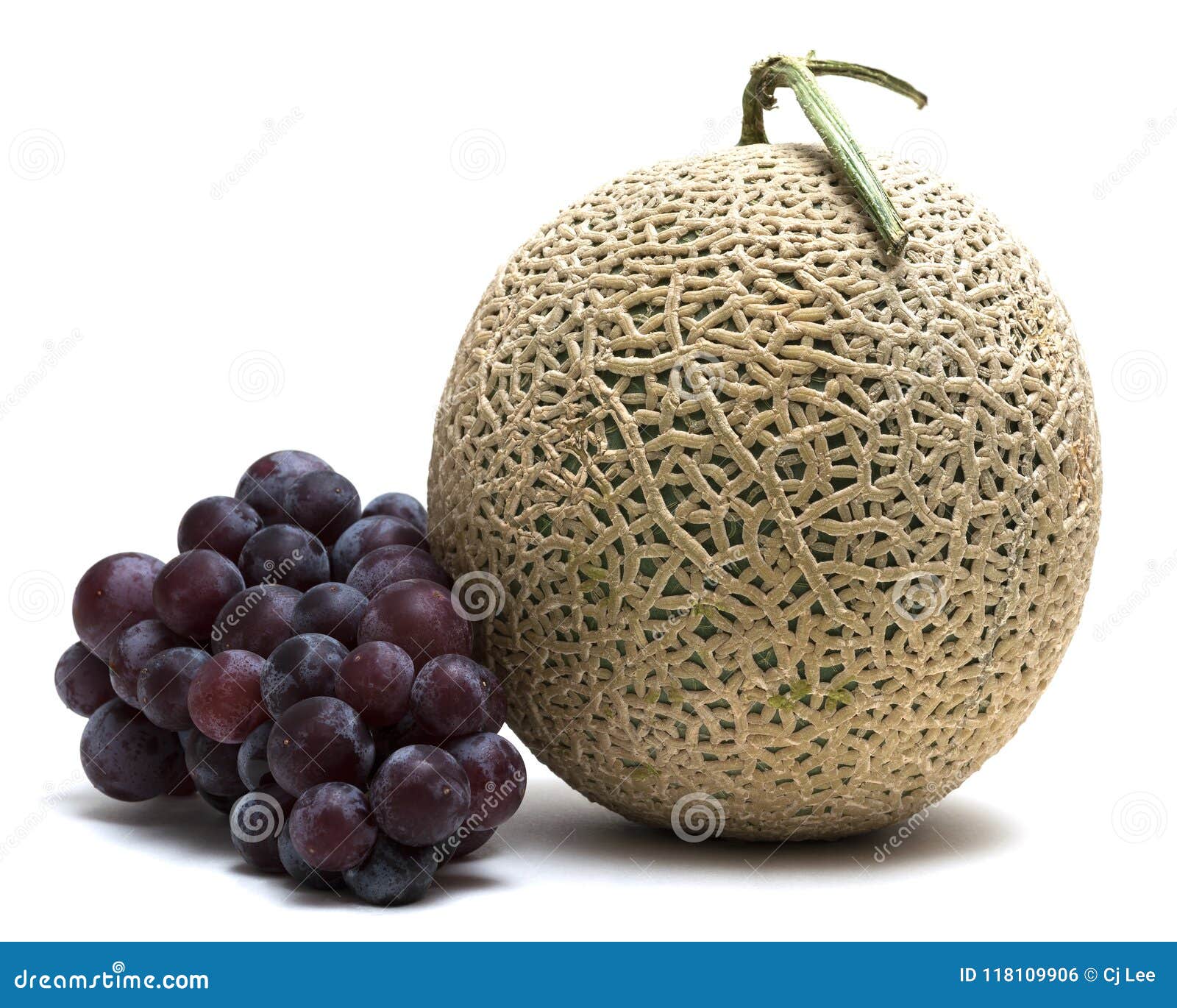 Melon and Grape on White Background Stock Photo Image of grape, diet