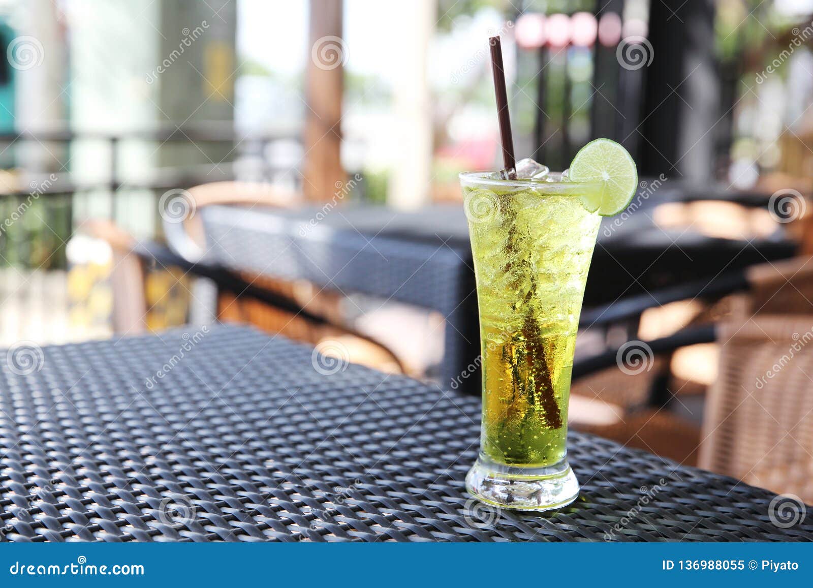 Melon soda with lime stock image. Image of cubes, cocktail 136988055