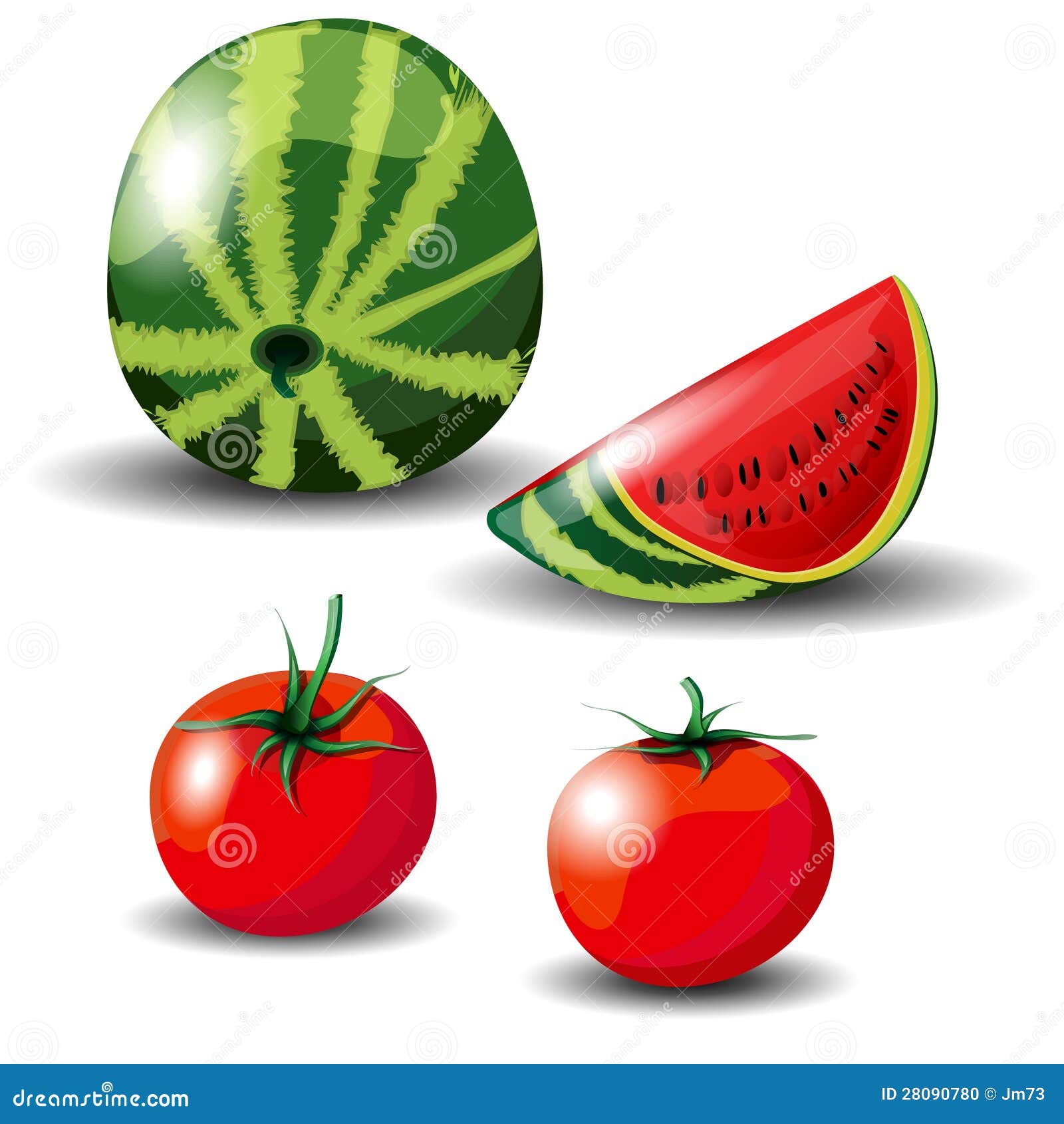 Melon and tomato stock vector. Illustration of white 28090780