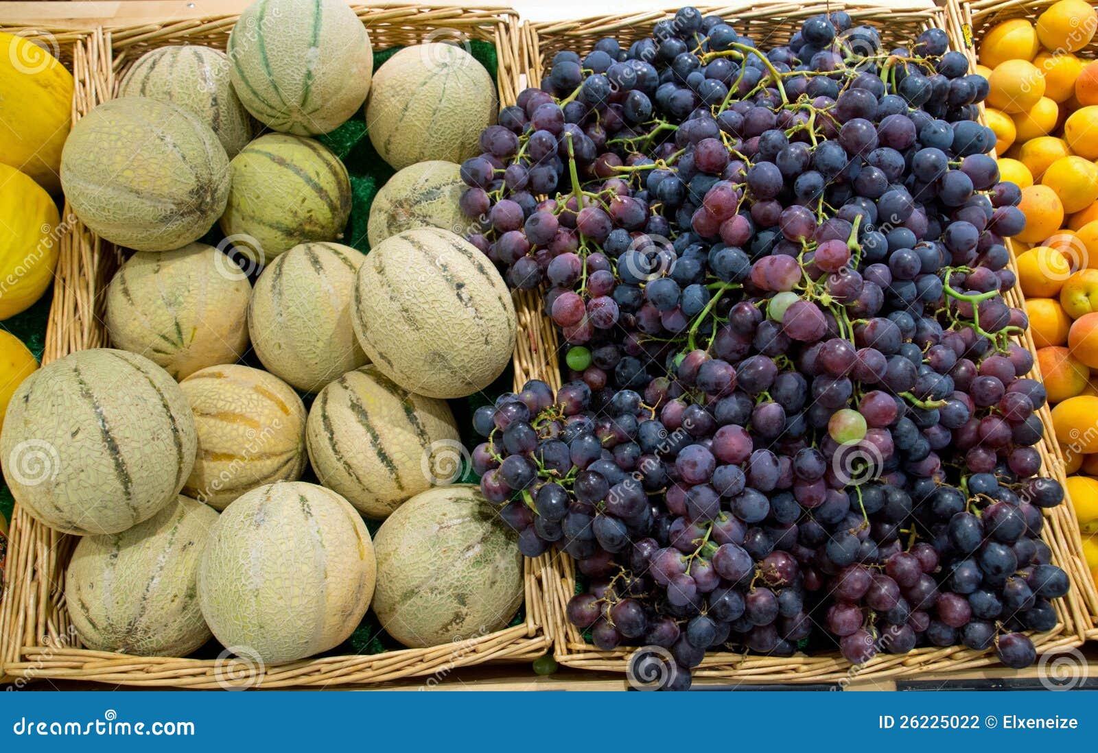Melons and grapes stock photo. Image of rock, blue, vegetarian 26225022