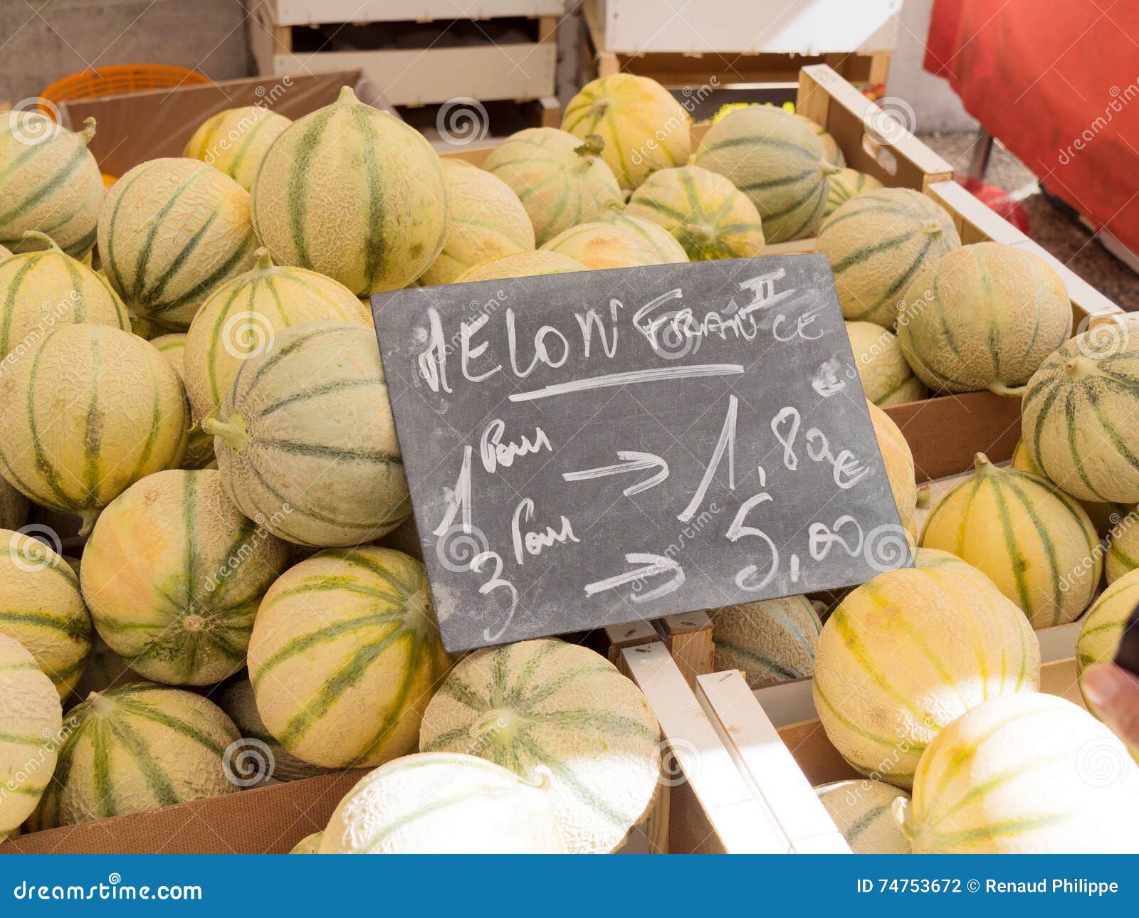 Melons on the market stock photo. Image of natural, fresh 74753672