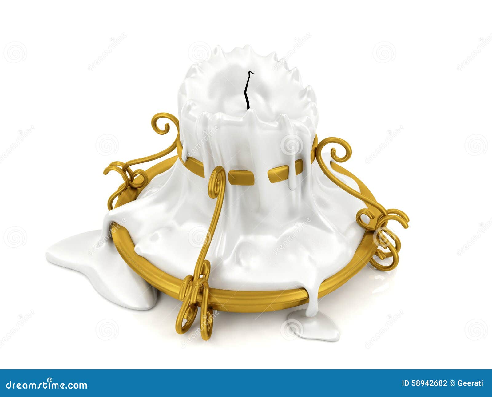 Melted Candle and Gold Candle Holder Stock Illustration Illustration