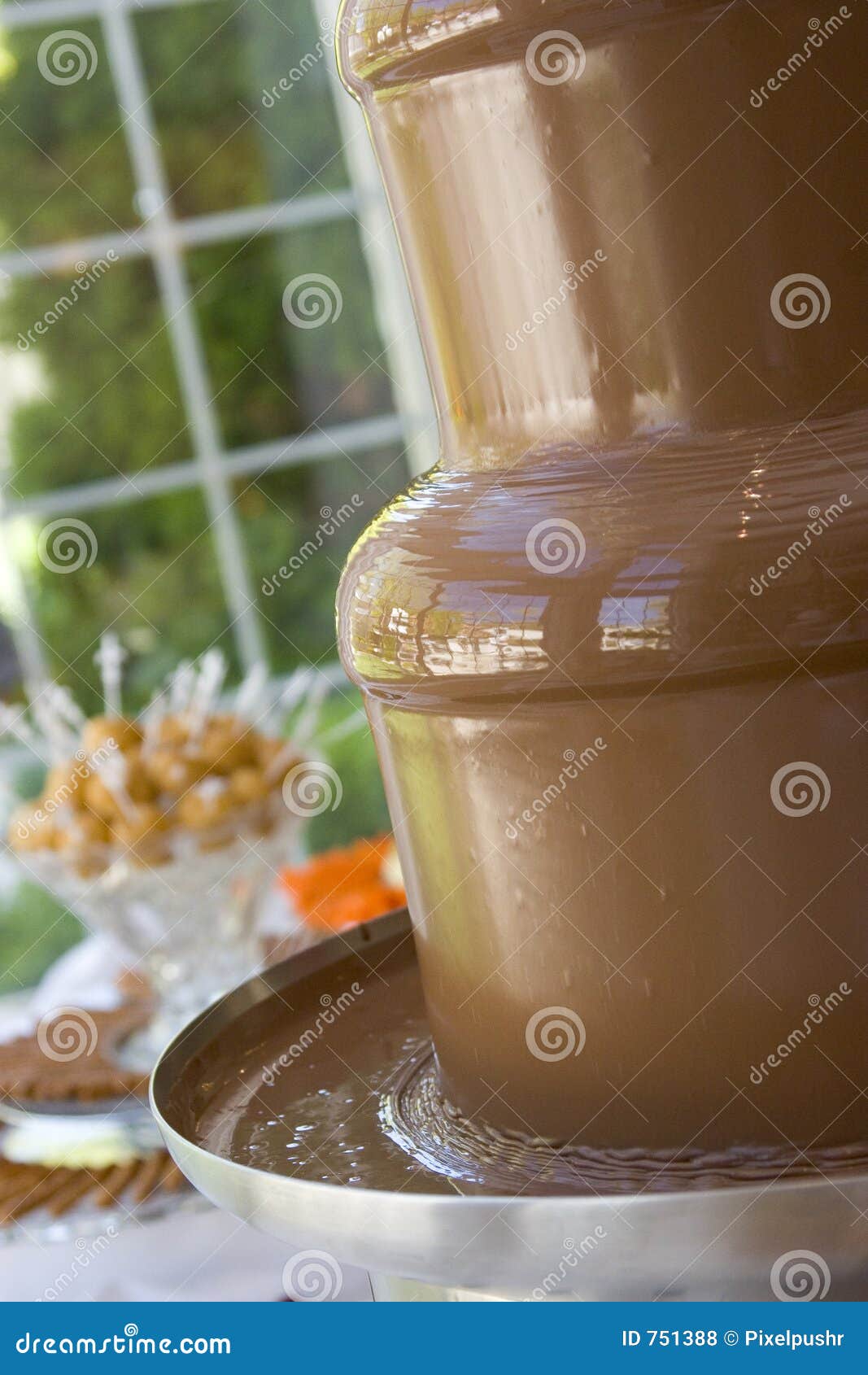 melted chocolate fondue fountain