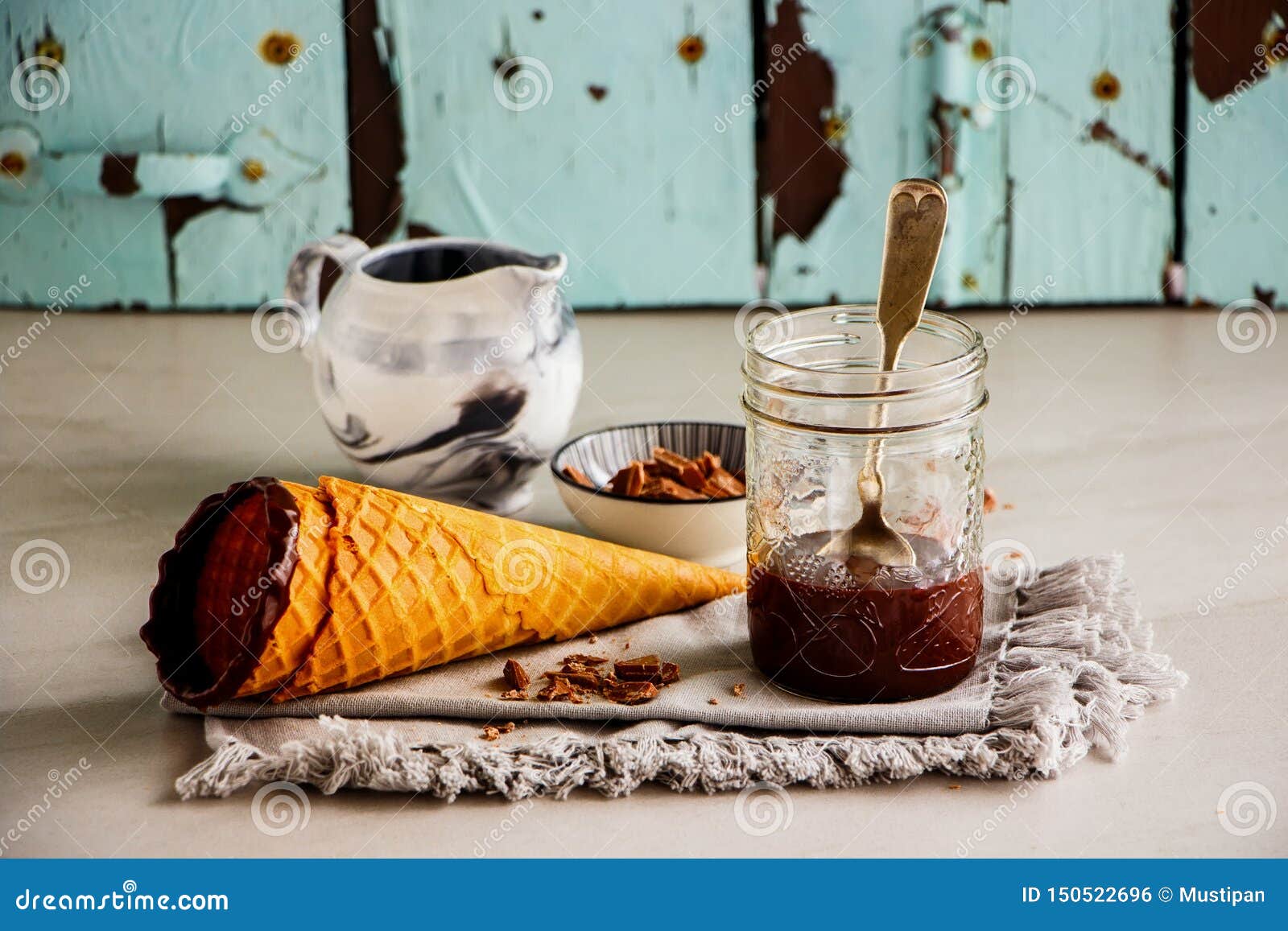 Melted chocolate in jar stock photo. Image of bright 150522696