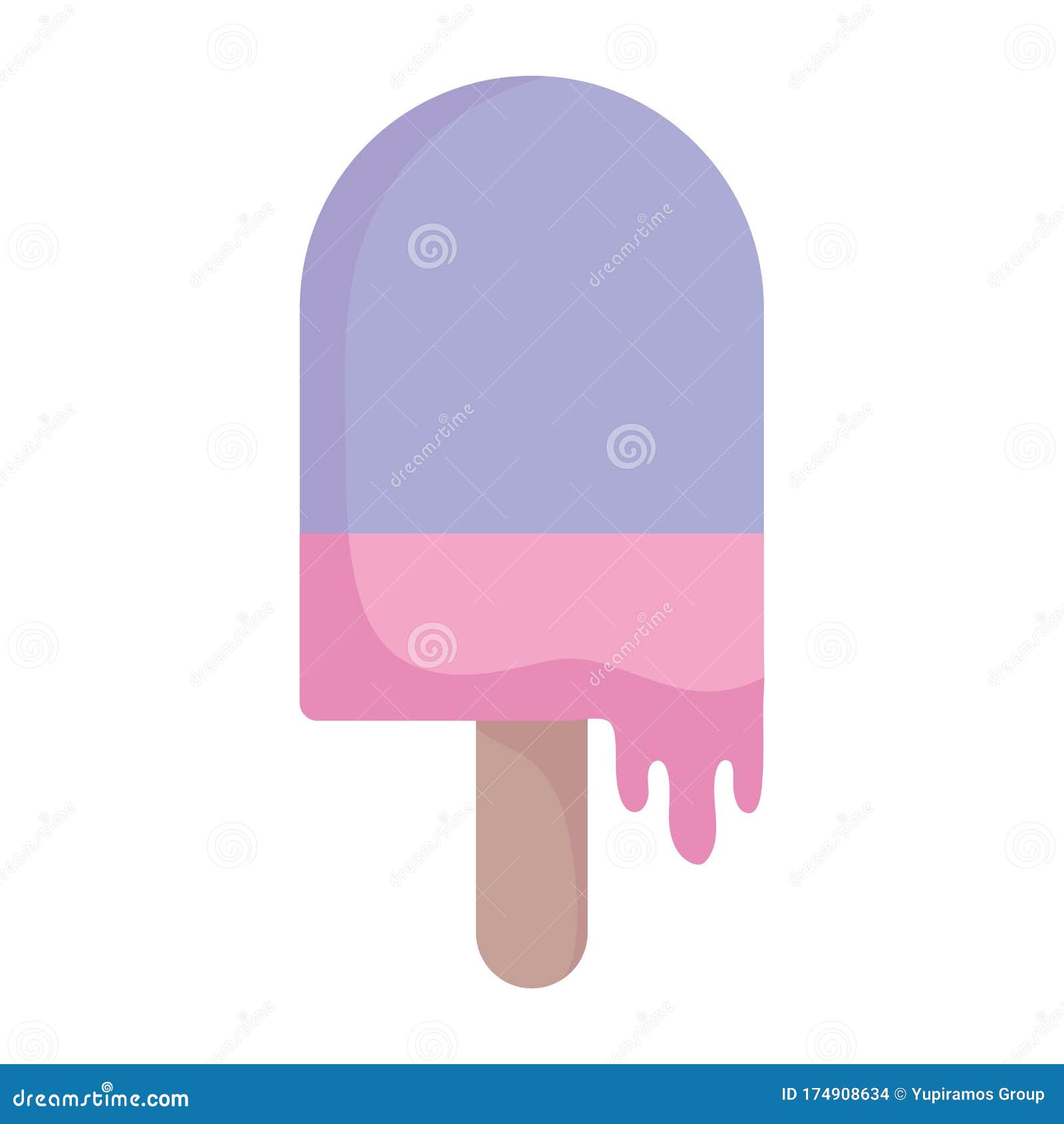 Melted Ice Cream in Stick Cartoon Icon Style Design Stock Vector ...