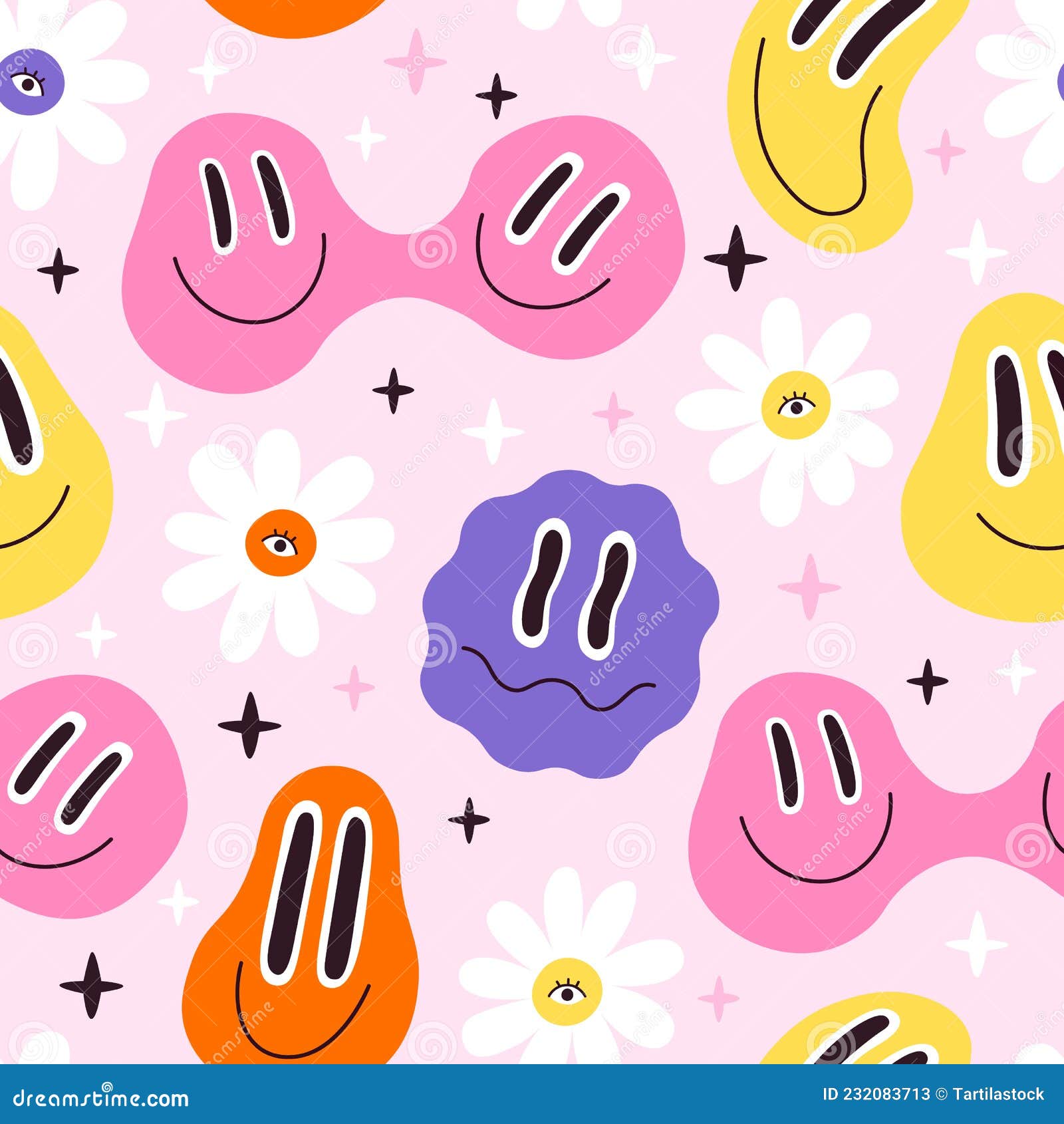 Pink Smiley Fabric Wallpaper and Home Decor  Spoonflower