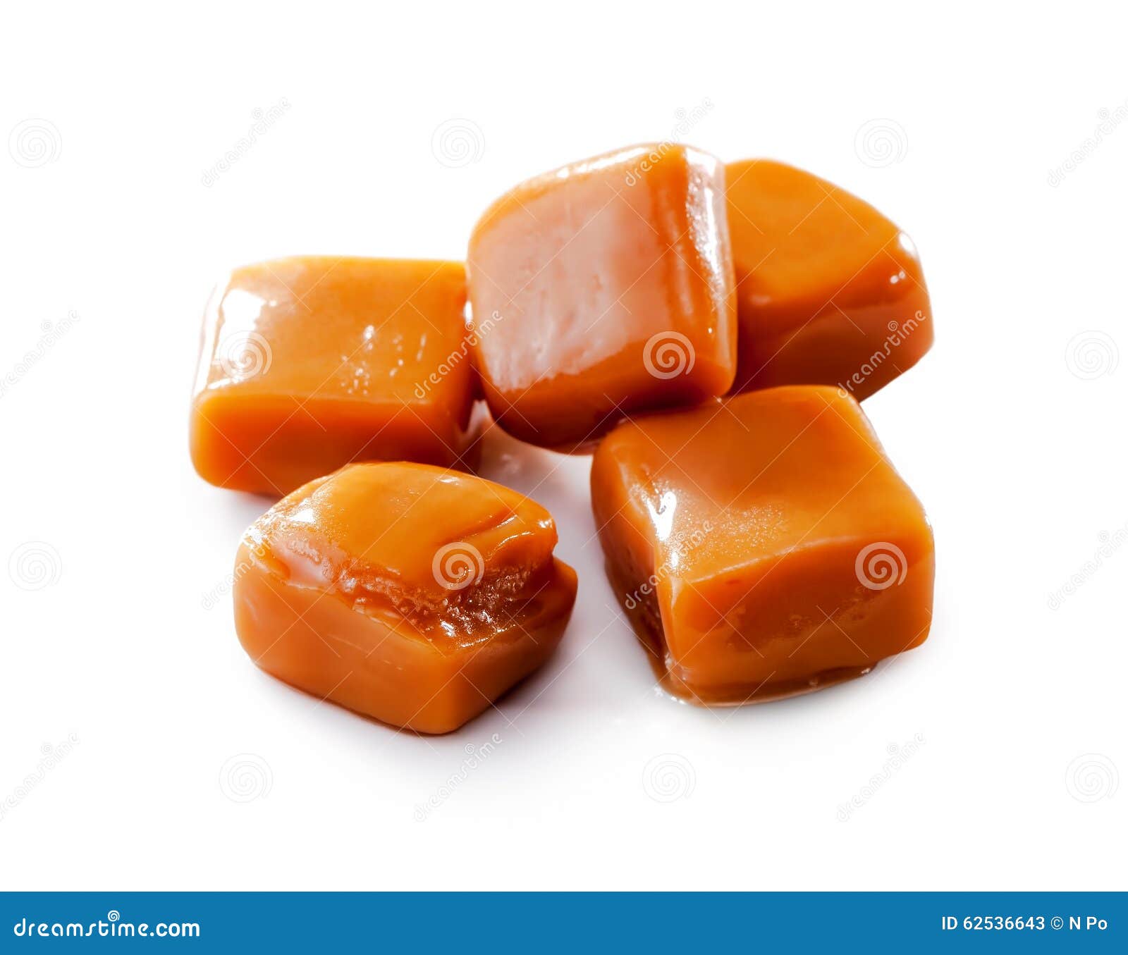Melted Toffee Caramel Candy Closeup Isolated on White Stock Image