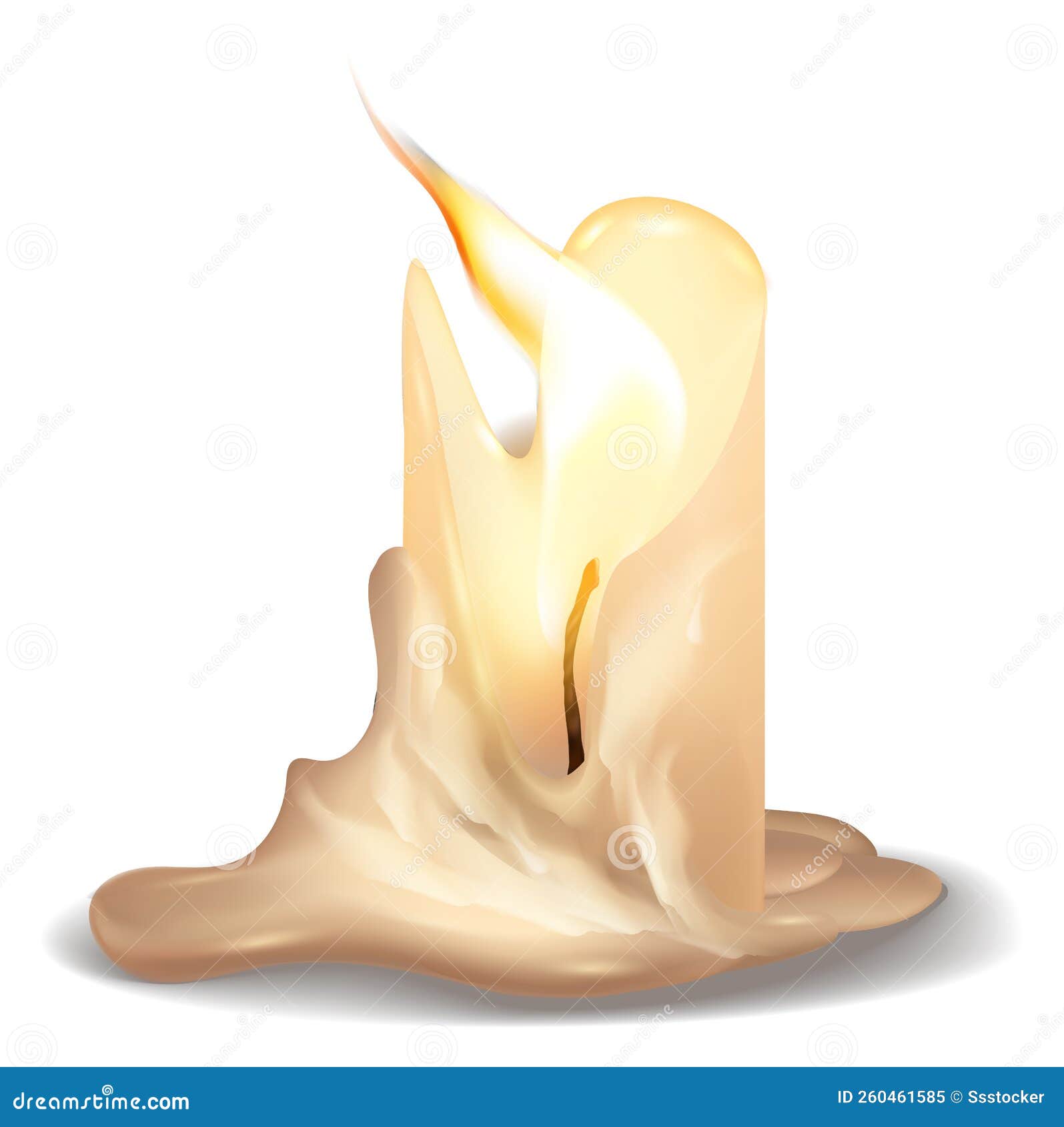 Melted Wax of Burned Candle. Hot Realistic Shape Stock Vector