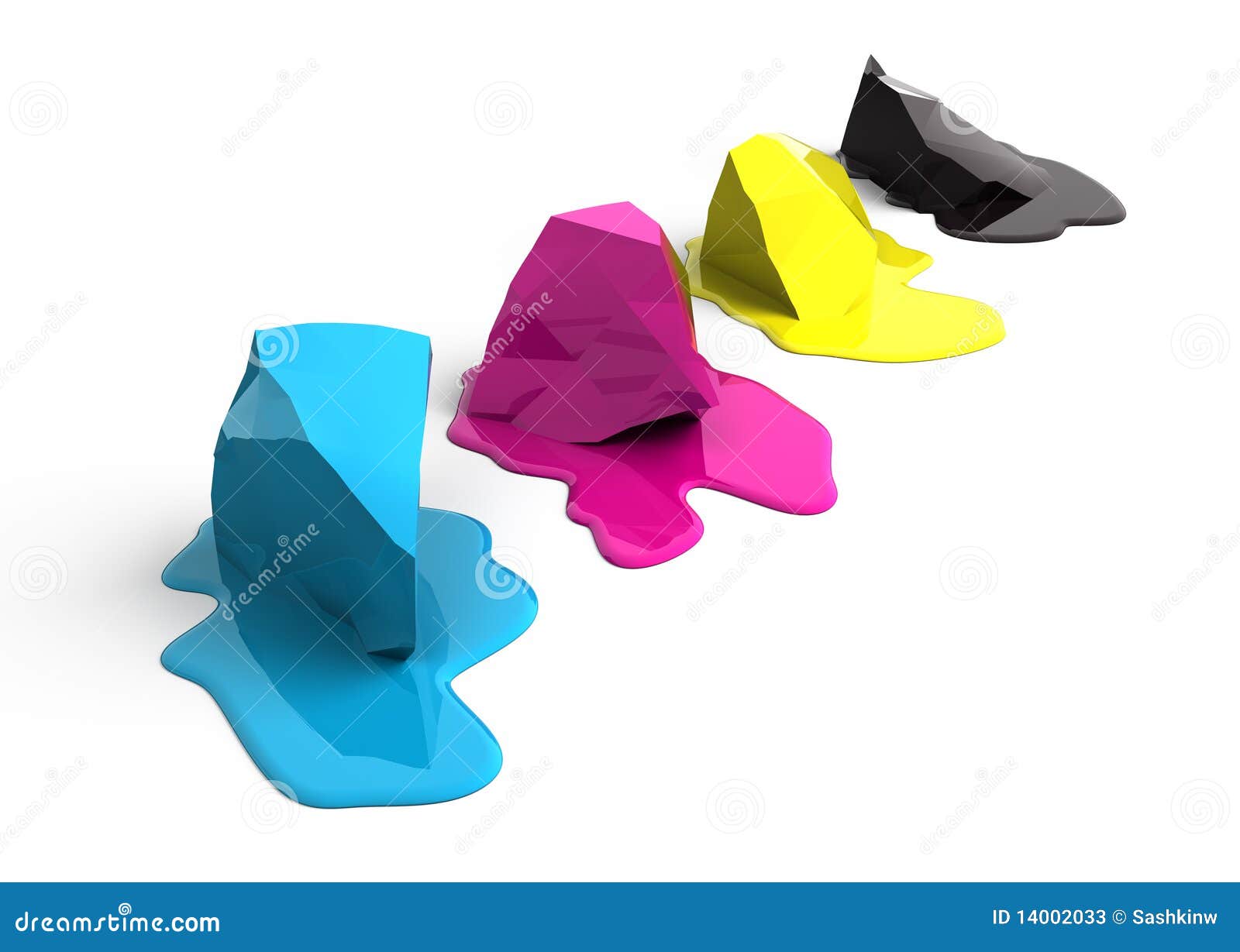 Melting CMYK paint stock illustration. Illustration of spilled 14002033