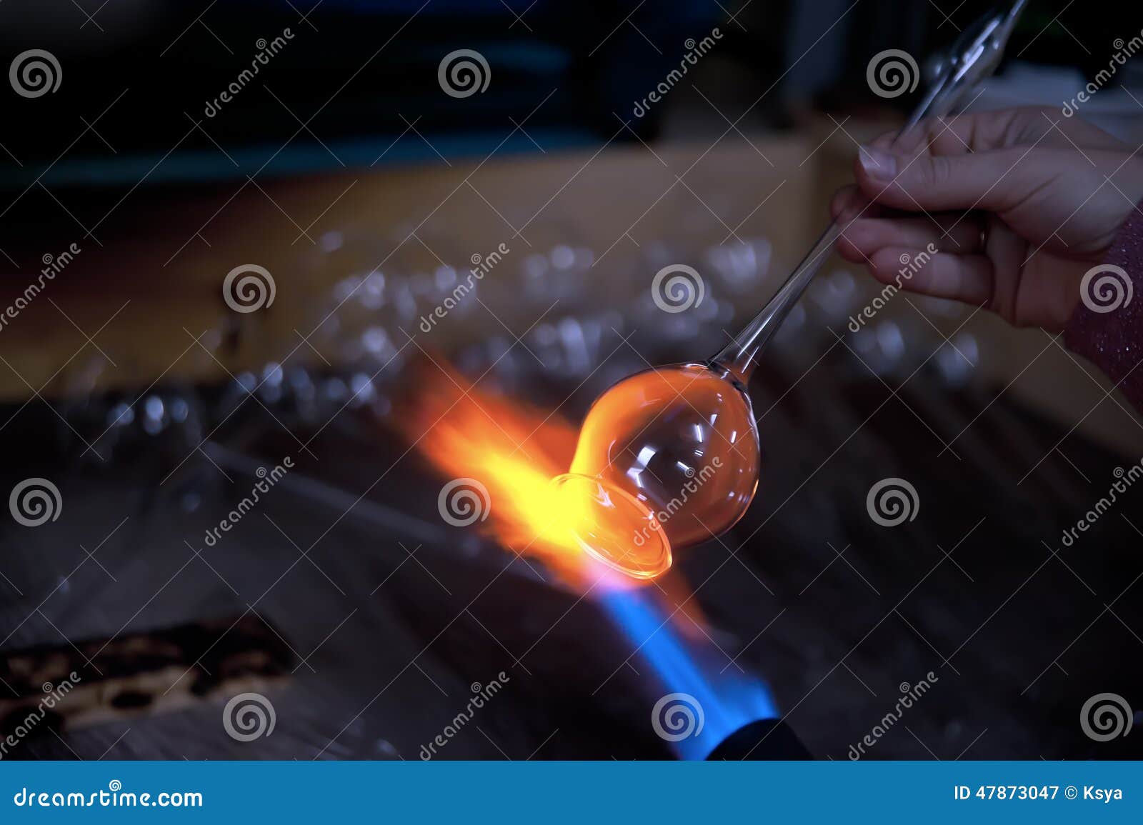 Melting Glass Piece in Flame Stock Image Image of fire, creativity