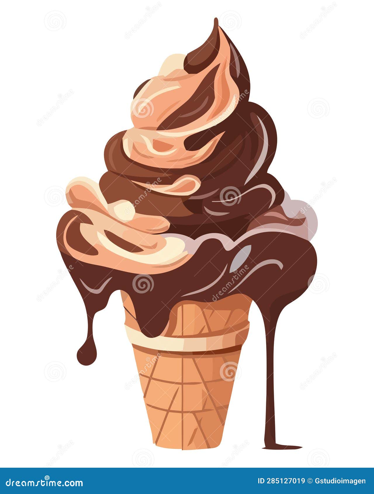 Melting ice cream cone stock vector. Illustration of hand 285127019