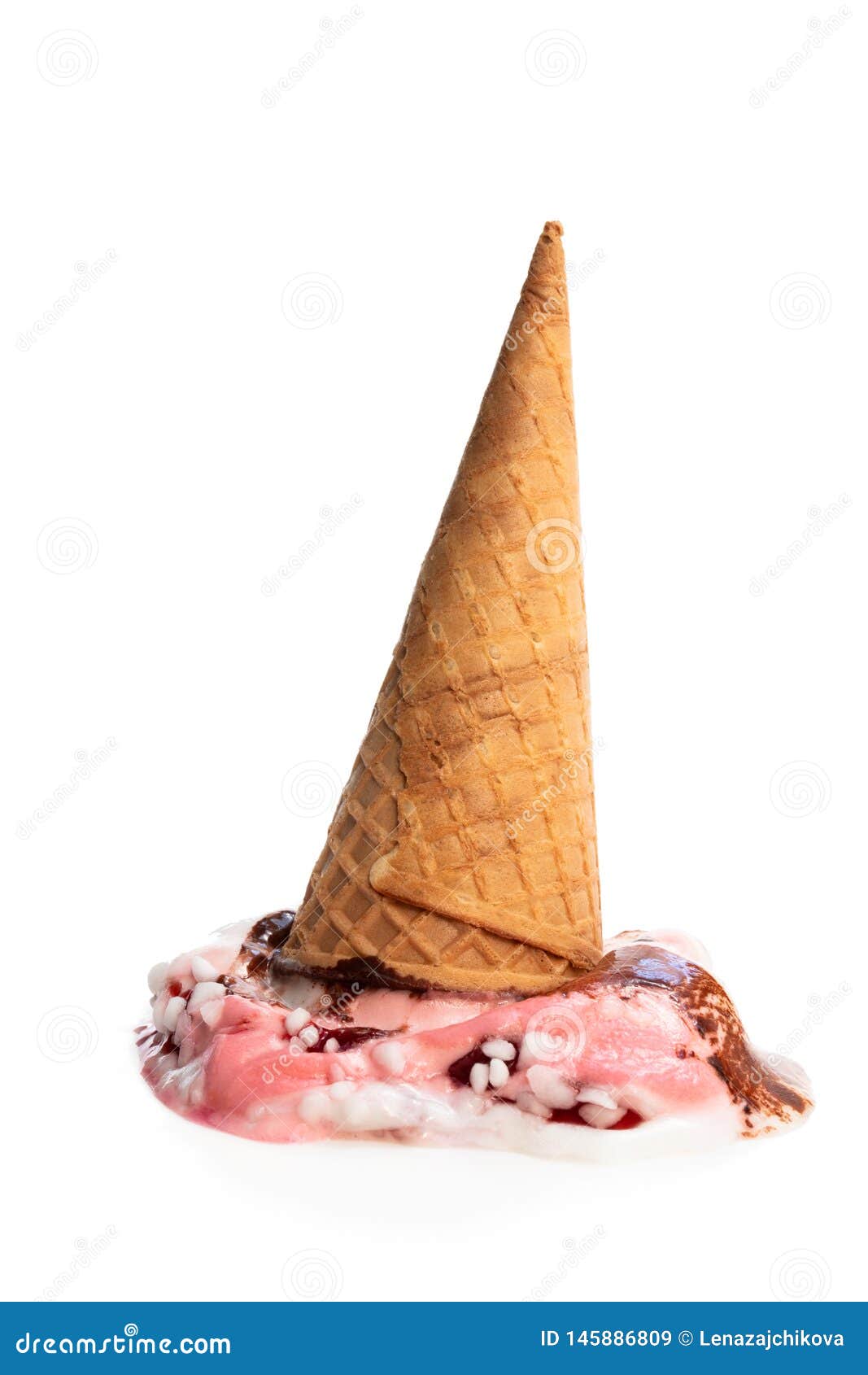 Melting Ice Cream Isolated on White Stock Image - Image of creamy, food