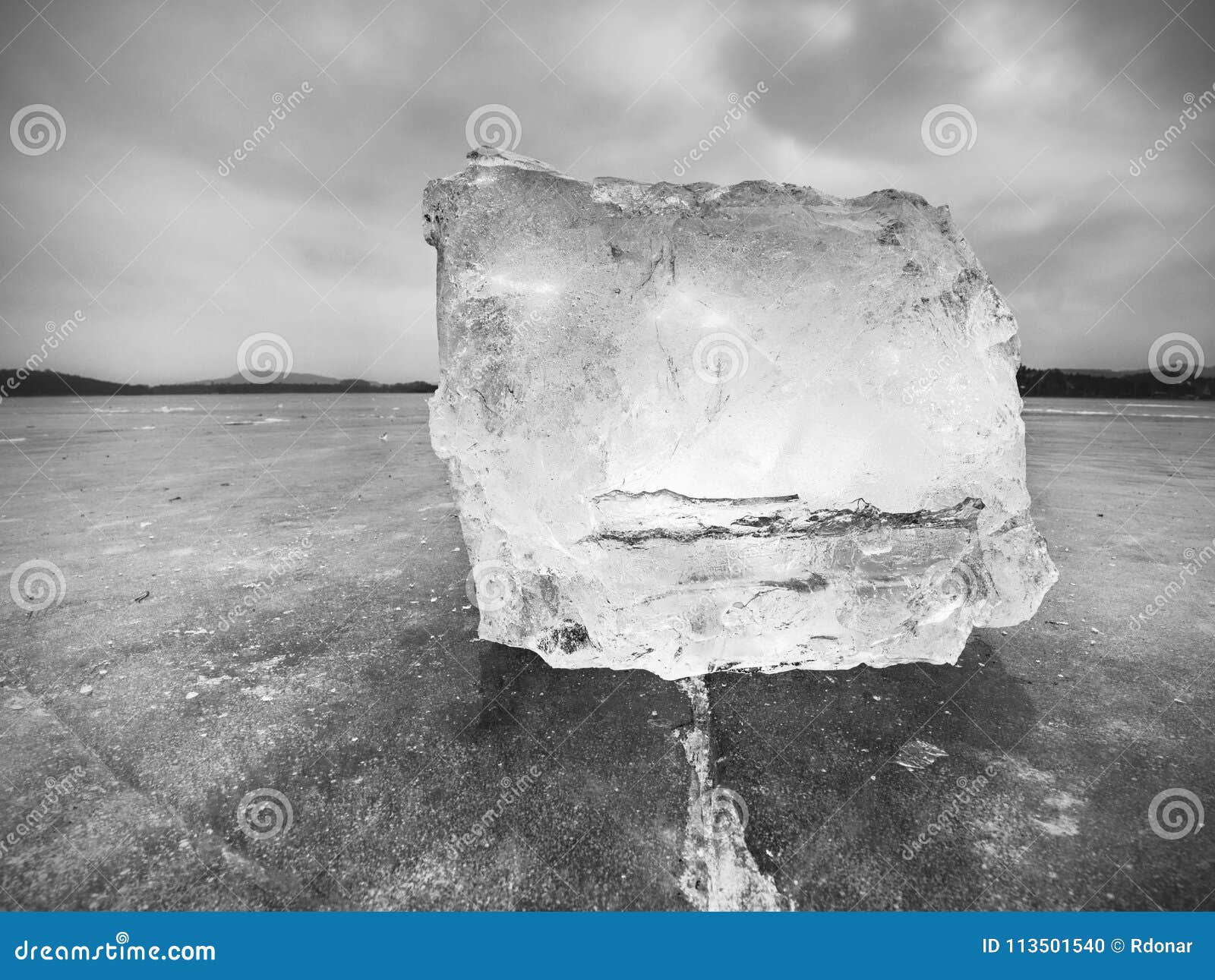 Melting Pieces of Chopped Ice Blocks. Strong Colorful Backlight Stock ...