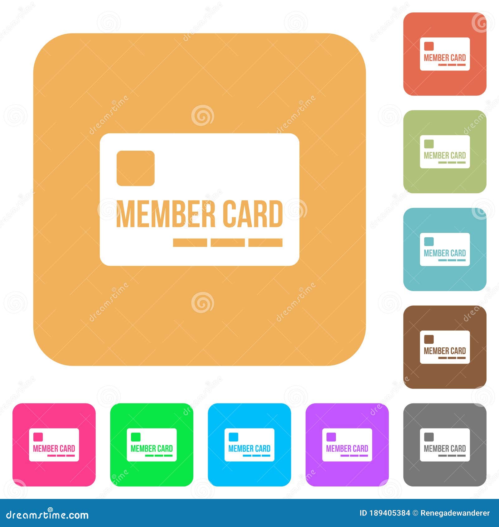 member card rounded square flat icons