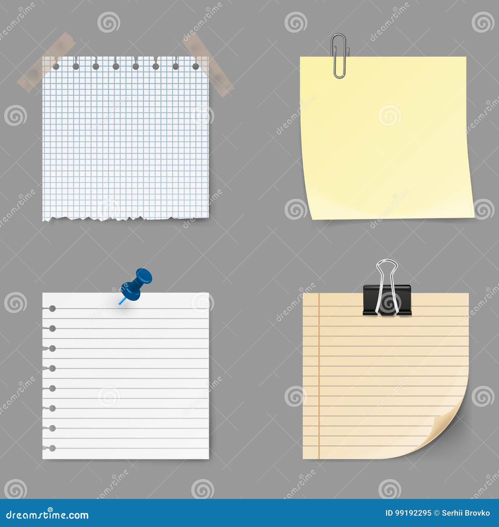 memo notes icons. set of yellow sticky. post it note  on background
