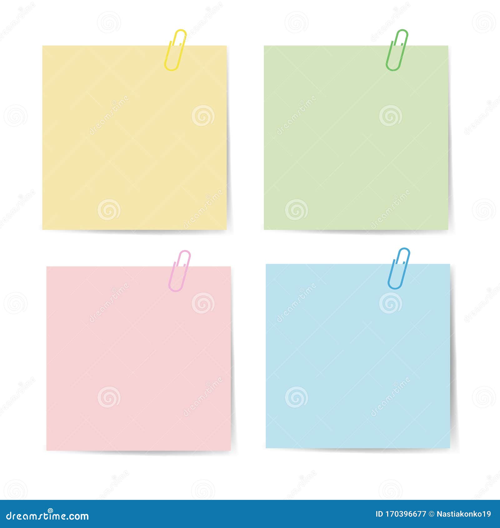 memo paper with paperclip for office paperwork. fastener, paperclip with blank notepaper. attaching binder with white
