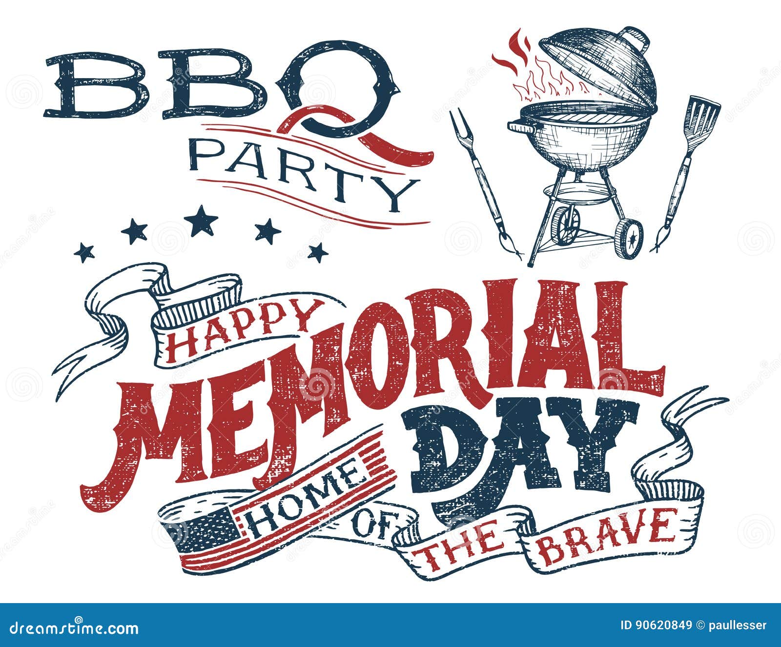memorial day greeting card barbecue invitation stock vector