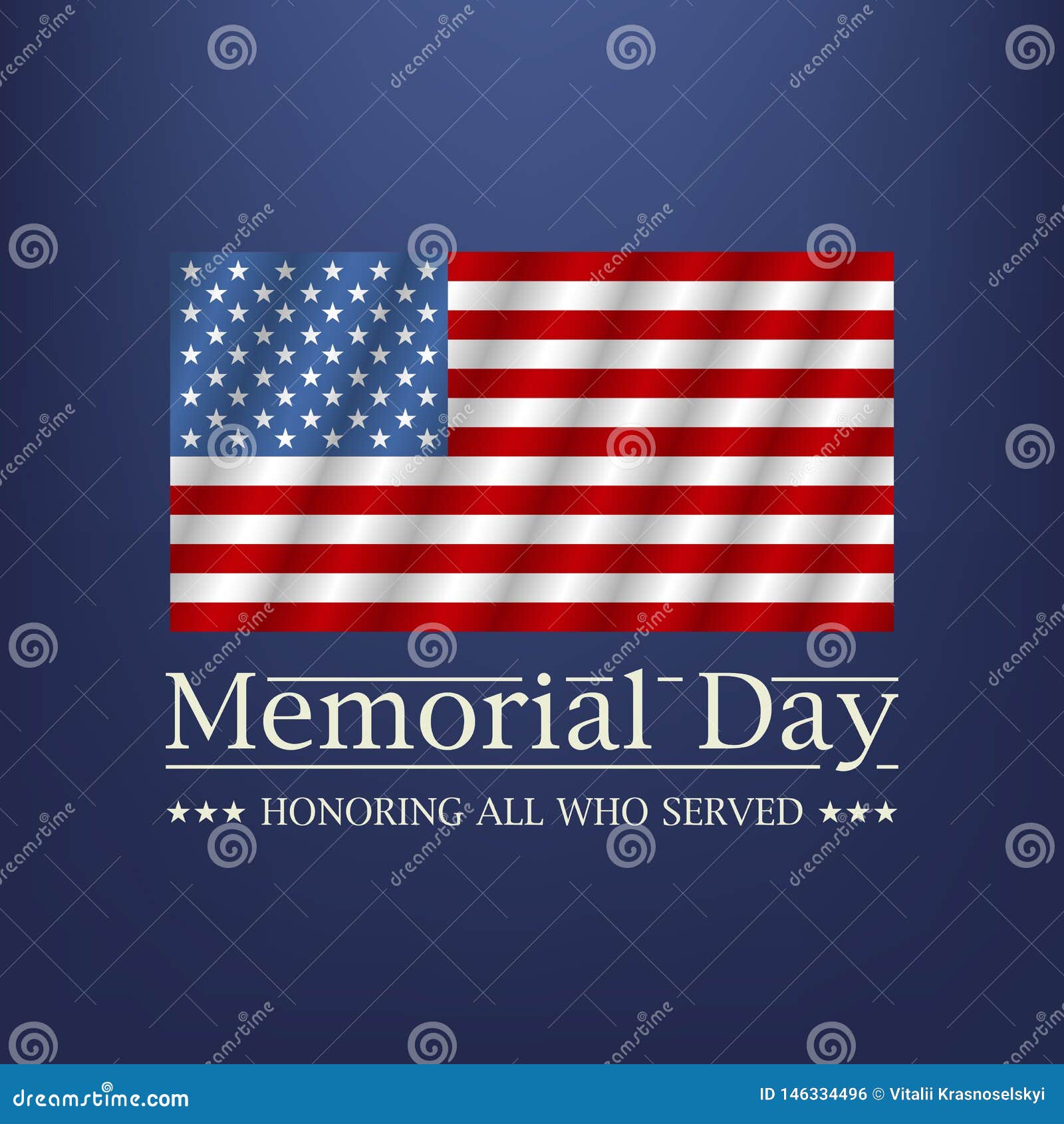Memorial Day. Honoring All Who Served Text Stock Vector Illustration