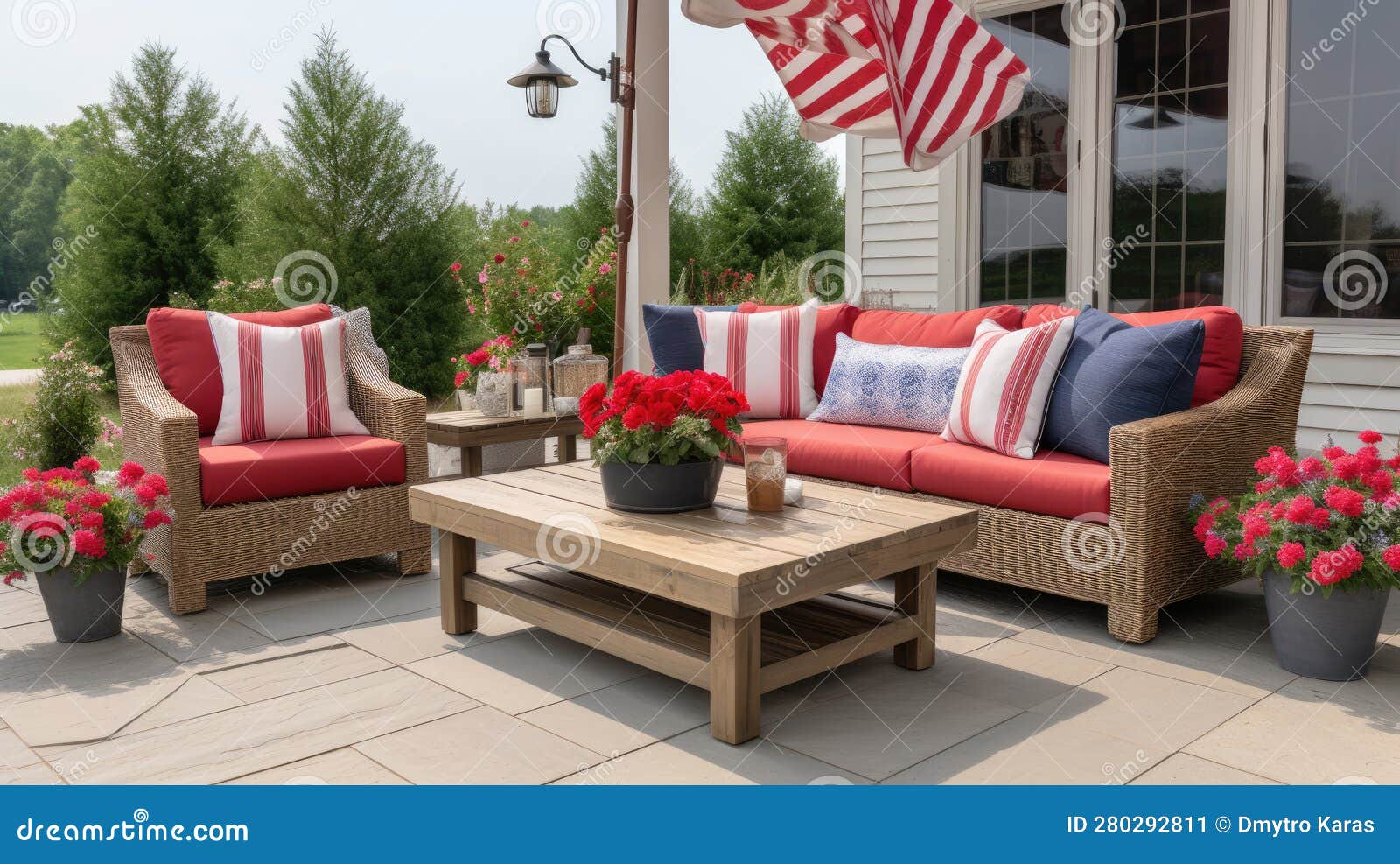 Memorial Day patio. stock illustration. Illustration of decoration