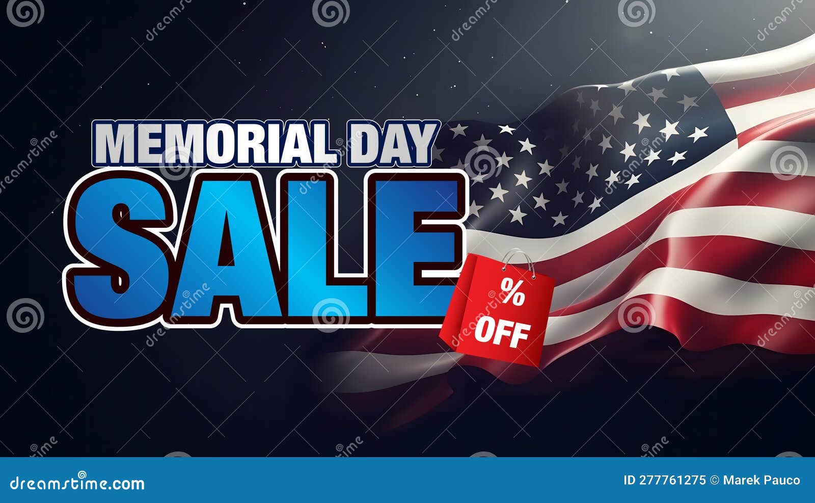 Memorial Day Sale Banner with Usa Flag Stock Illustration